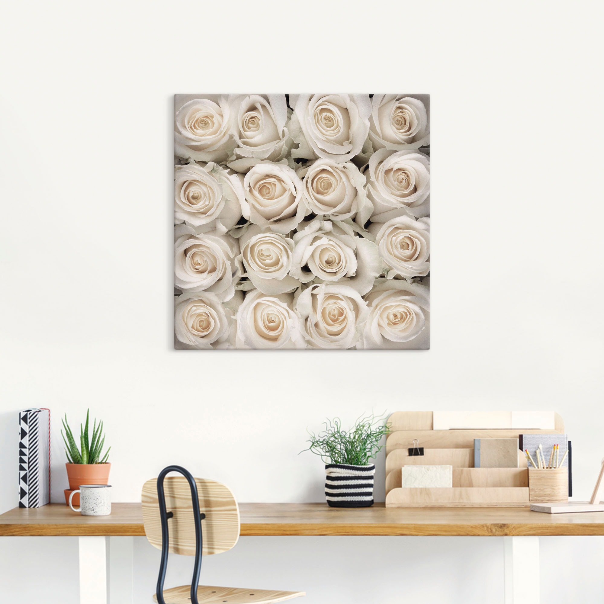 Artland Leinwandbild »Weiße Rosenkreation« Blumen 1 Stk. tlg. auf Holzrahmen gespannt