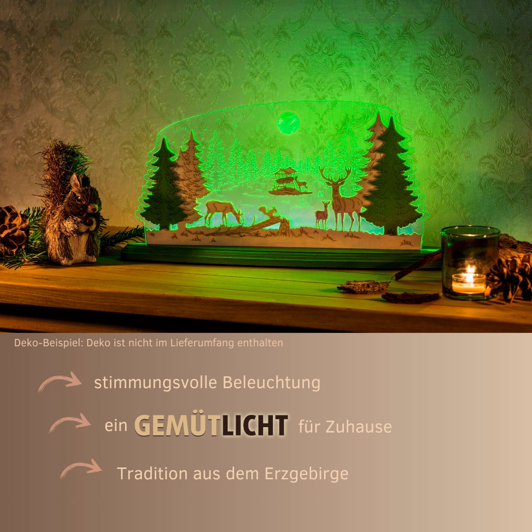 Weigla Lichterbogen »LED Waldidylle, Dekoleuchte aus Holz & Acrylglas, GRÜN-NATUR« 1 Stk.