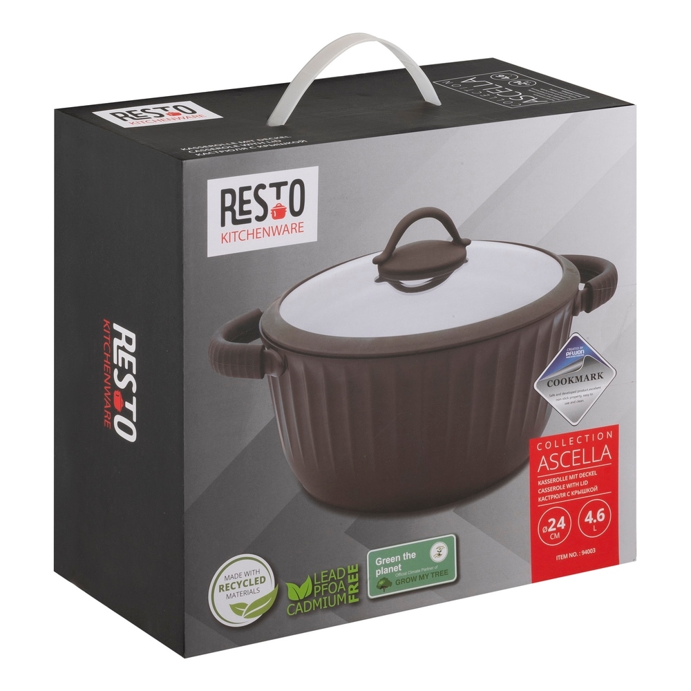 RESTO Kitchenware Bratentopf »Ascella, Schmortopf antihaftbeschichtet und spülmaschinenfest«, Aluminiumguss, (2 tlg.), Geeignet für alle Herdarten, auch Induktion, im Geschenkkarton