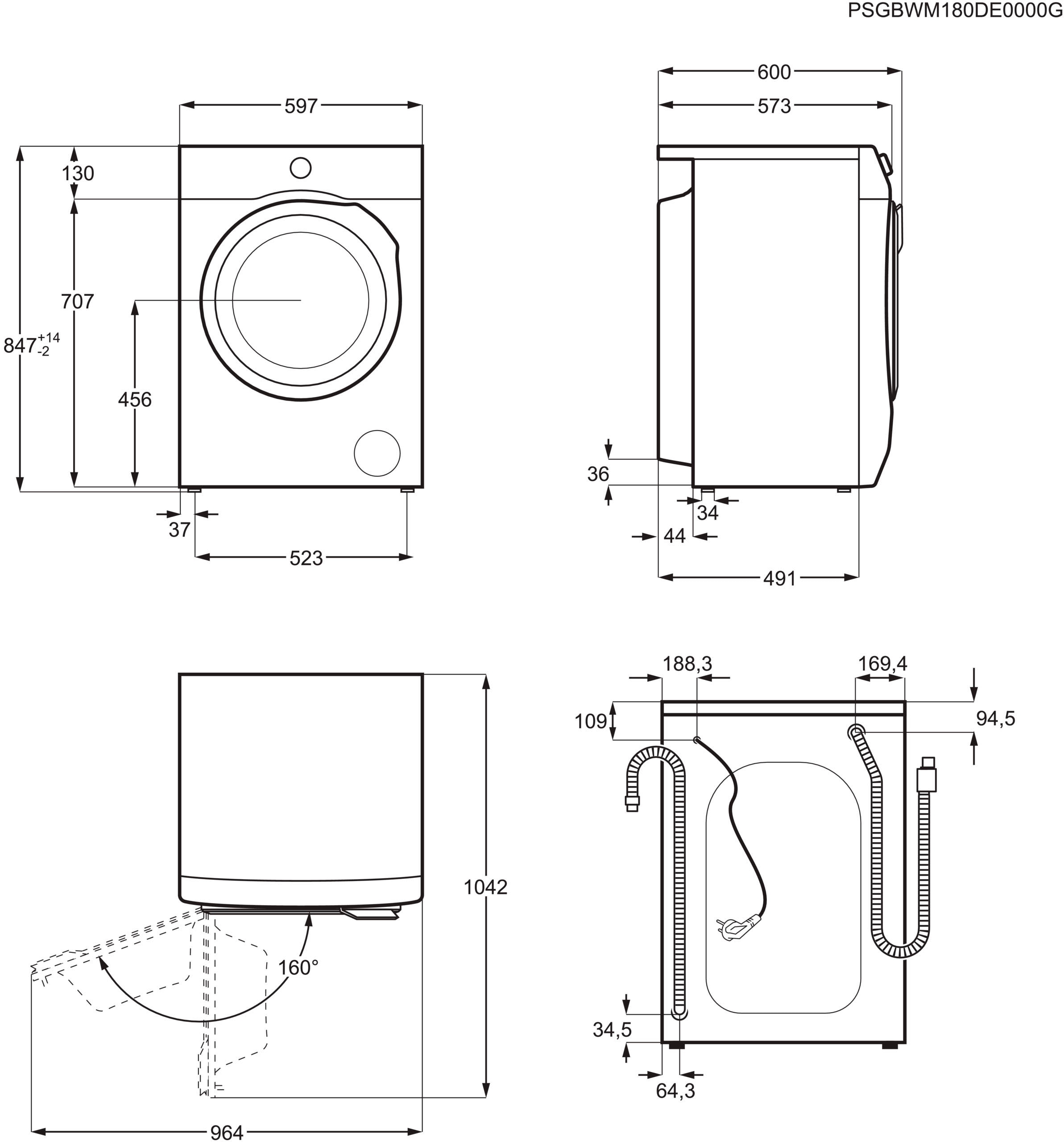 AEG Waschmaschine »L6FBG51470 914921727«, 7 kg, 1400 U/min, ProSense Mengenautomatik