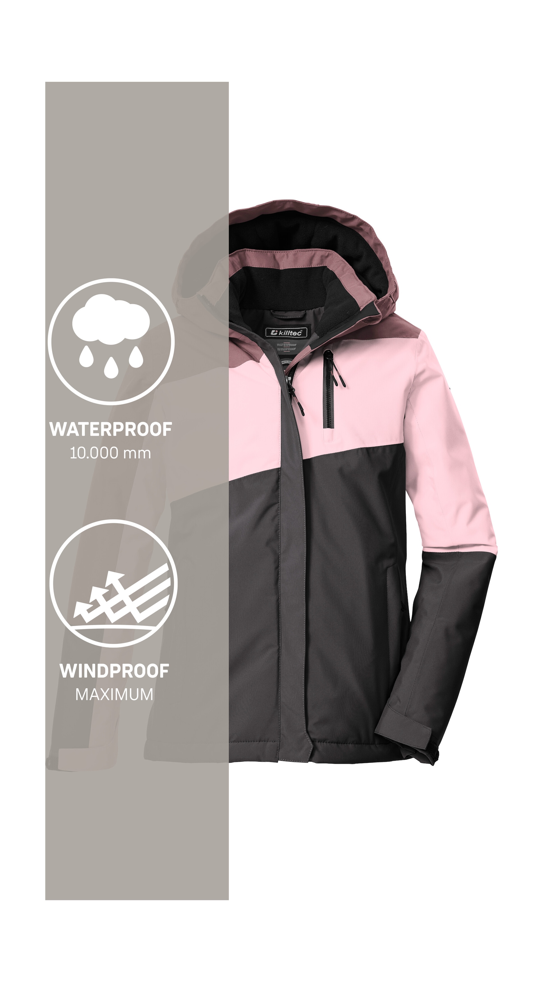 Killtec Funktionsjacke »KOW 218 GRLS JCKT«, Winddichte, wasserdichte Kinderjacke mit verstellbarer Kapuze