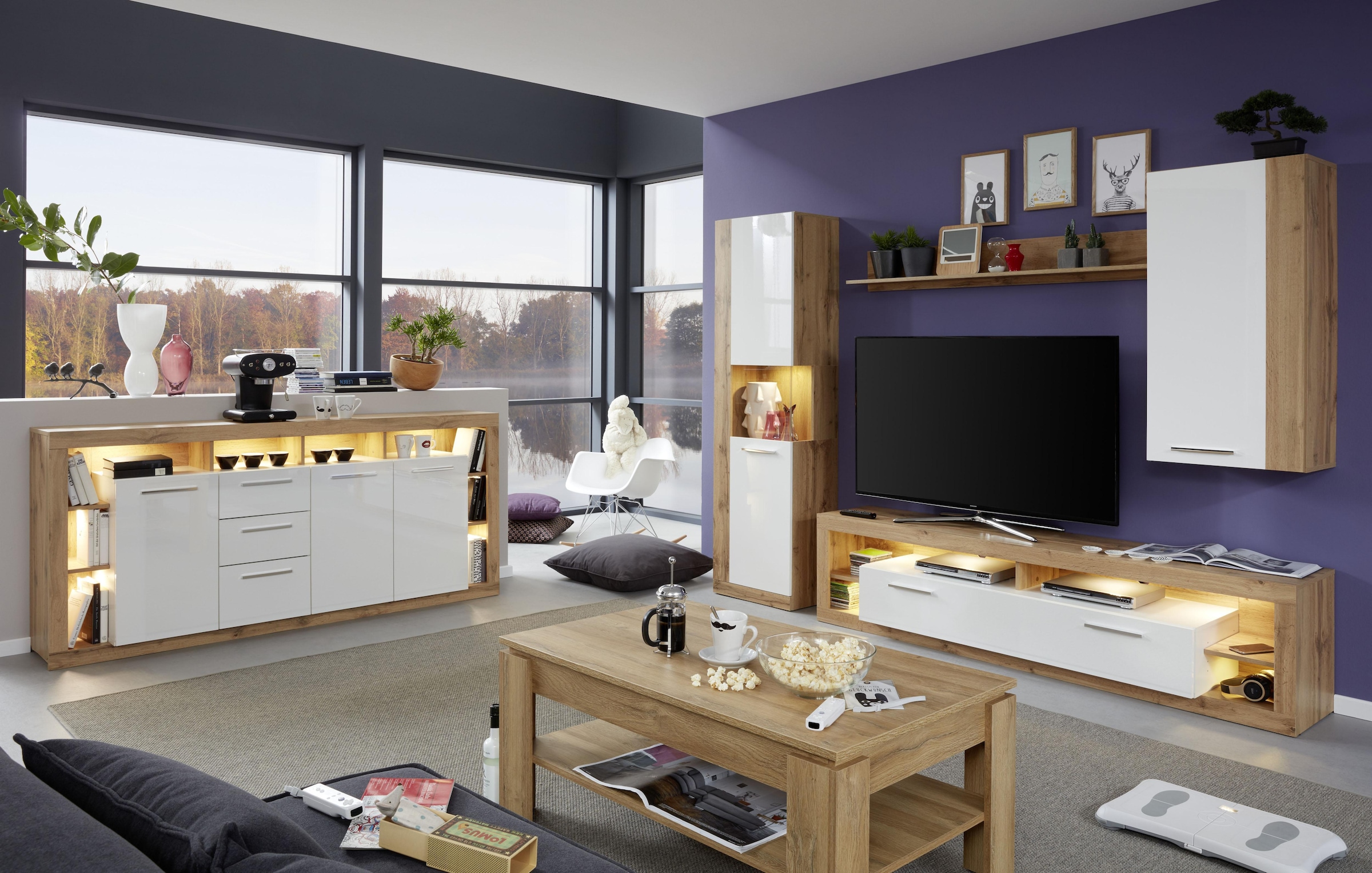 INOSIGN Hängevitrine »Gwendolyn«, Hängeschrank fürs Wohnzimmer mit 3 Fächern - (B/T/H) 52/31/103 cm