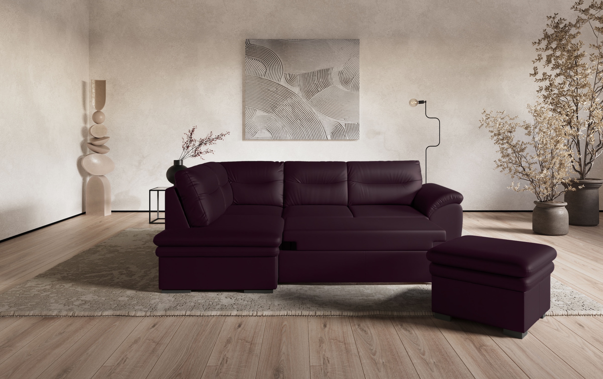 COTTA Ecksofa »Leandra L-Form«, wahlweise mit Bettfunktion & Bettkasten