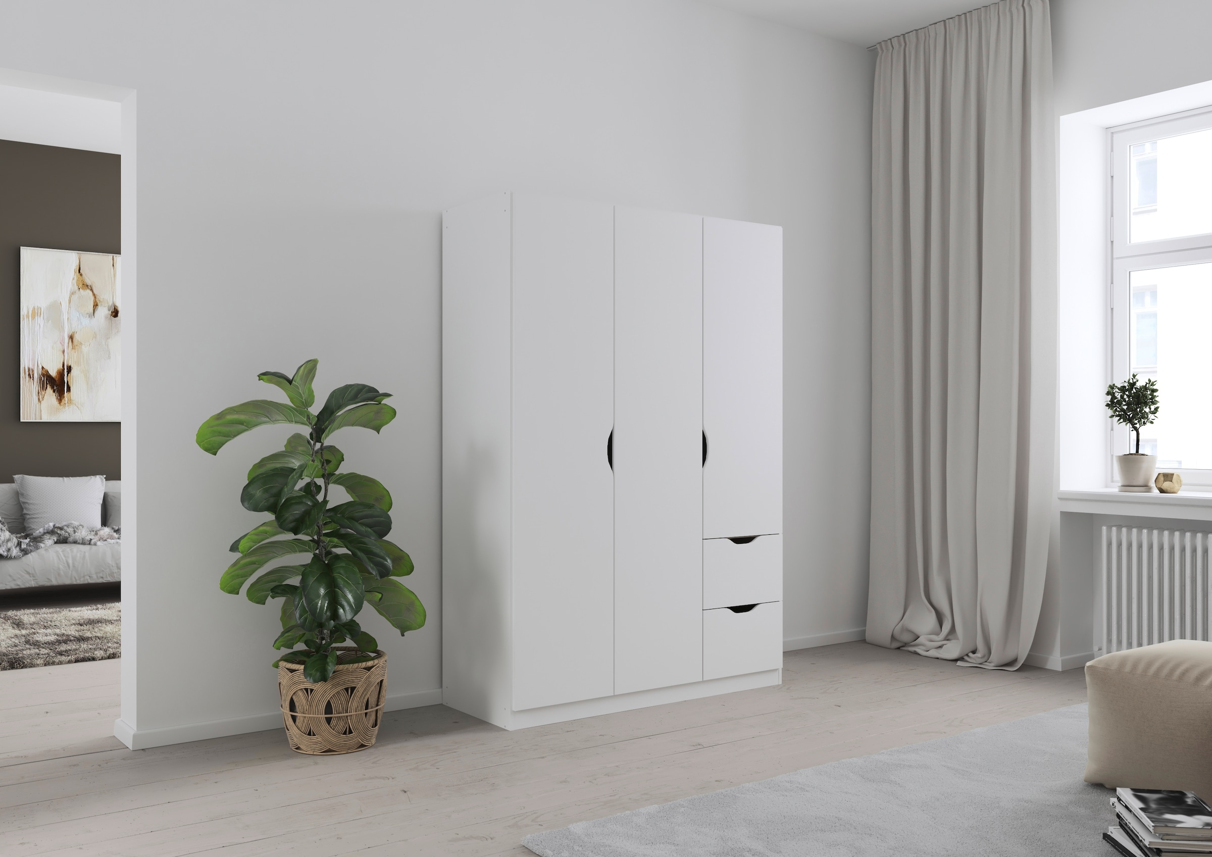 rauch Kleiderschrank »Freising geräumiger Schrank Garderobe Schlafzimmerschrank«, (in 2 Breiten erhältlich TOP ANGEBOT !), mit Griffmulden und Schubkästen OTTO´s Chois TOP PRODUKT