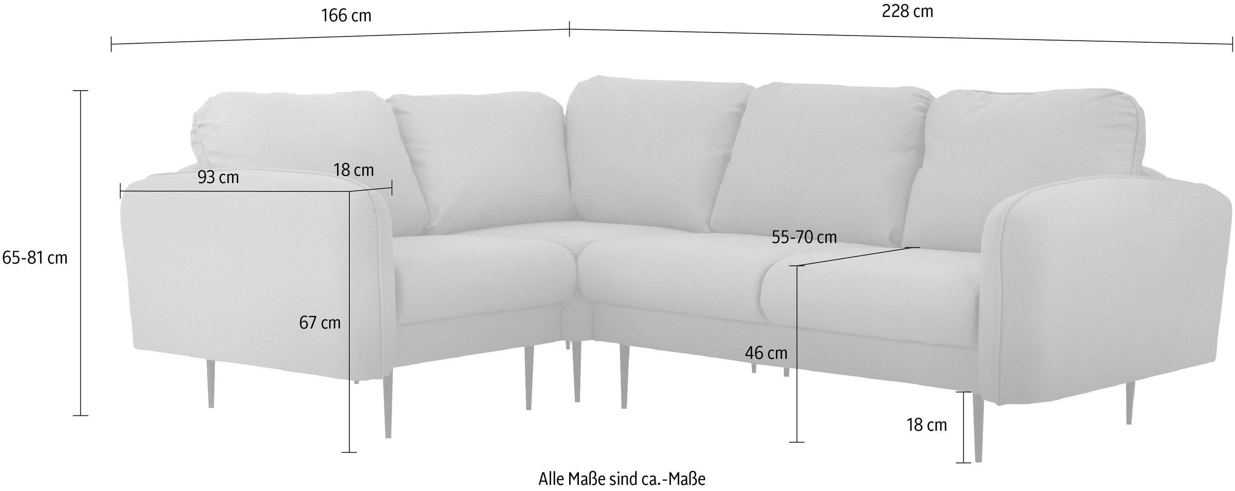 Leonique Ecksofa »Skidi L-Form«, mit losen Rückenkissen und Keder oben auf der Armlehne
