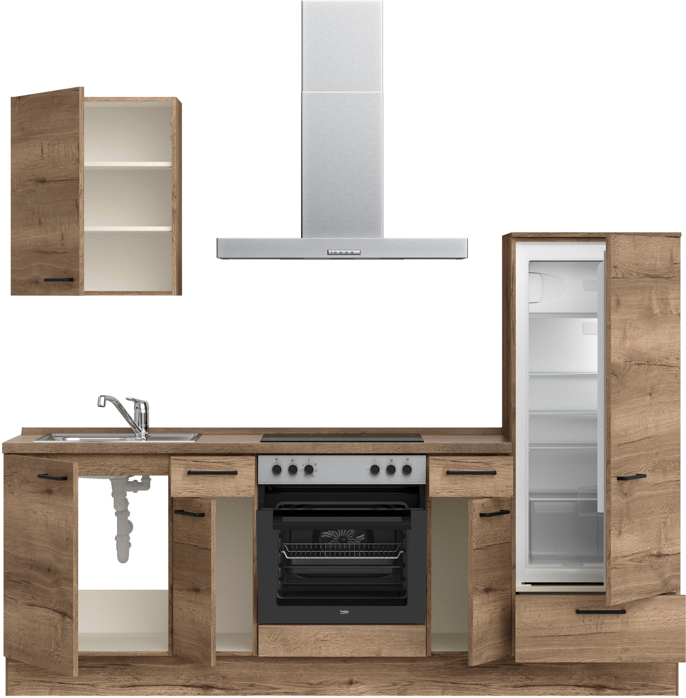 nobilia® Küchenzeile »"Structura I"« vormontiert, Ausrichtung wählbar, Breite 240 cm, wahlw. mit E-Geräten