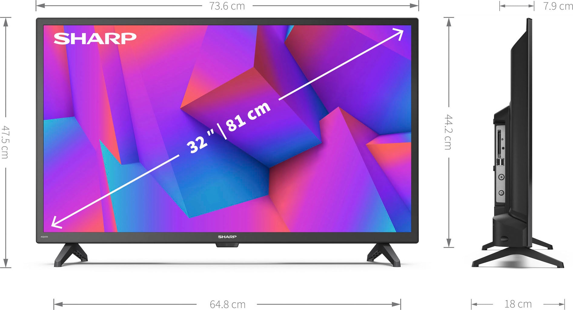 Rechnung cm/32 Zoll, auf ready, LED-Fernseher, HD Sharp bestellen Smart-TV 81