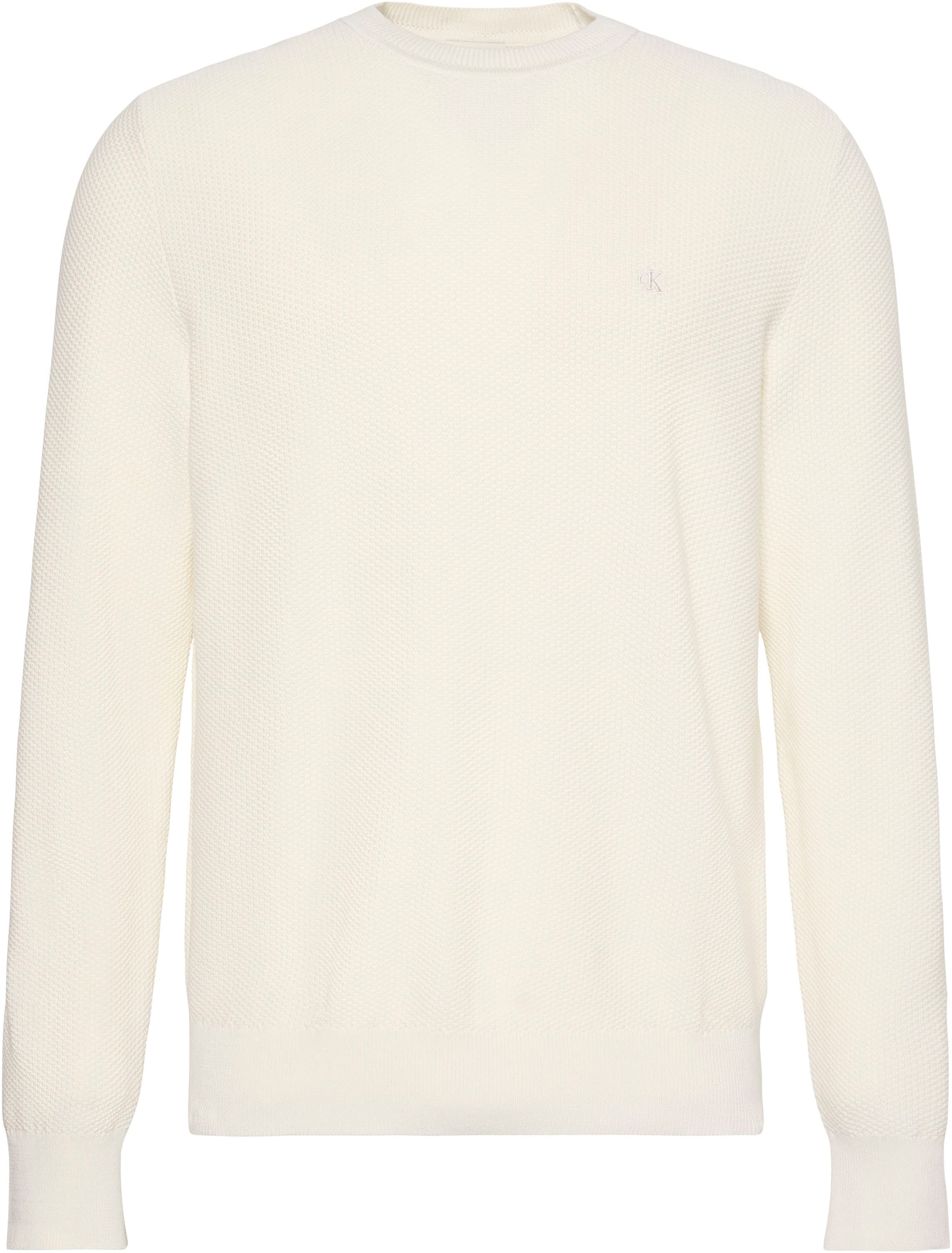 Calvin Klein Rundhalspullover »LS TEXTURED COTTON CREWNK SWEATE« Regular fit mit Rundhalsausschnitt