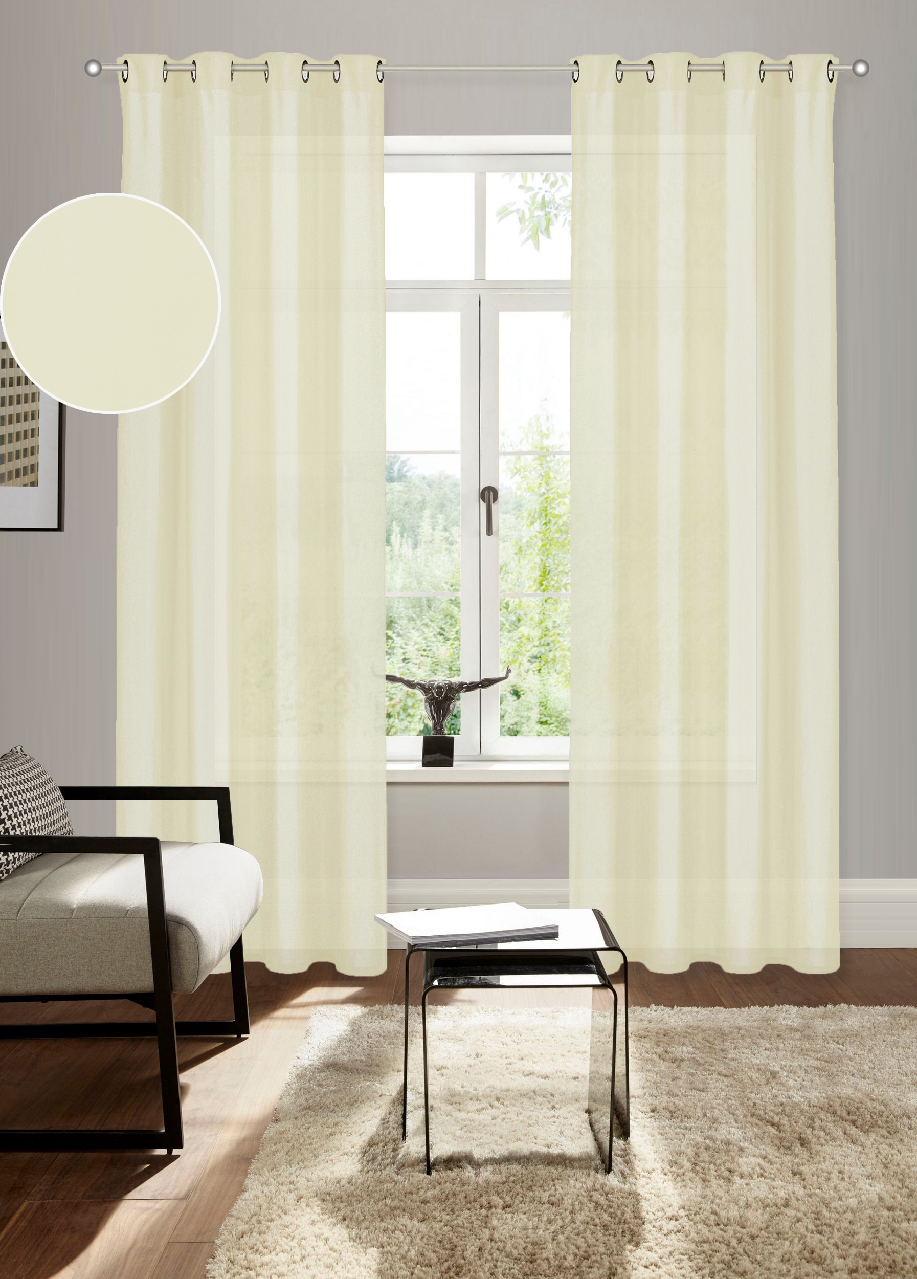 Bruno Banani Vorhang »Lagan« Ösen 2 Stk. tlg. 2-er Set, gewebt, Microfaser, günstig online kaufen