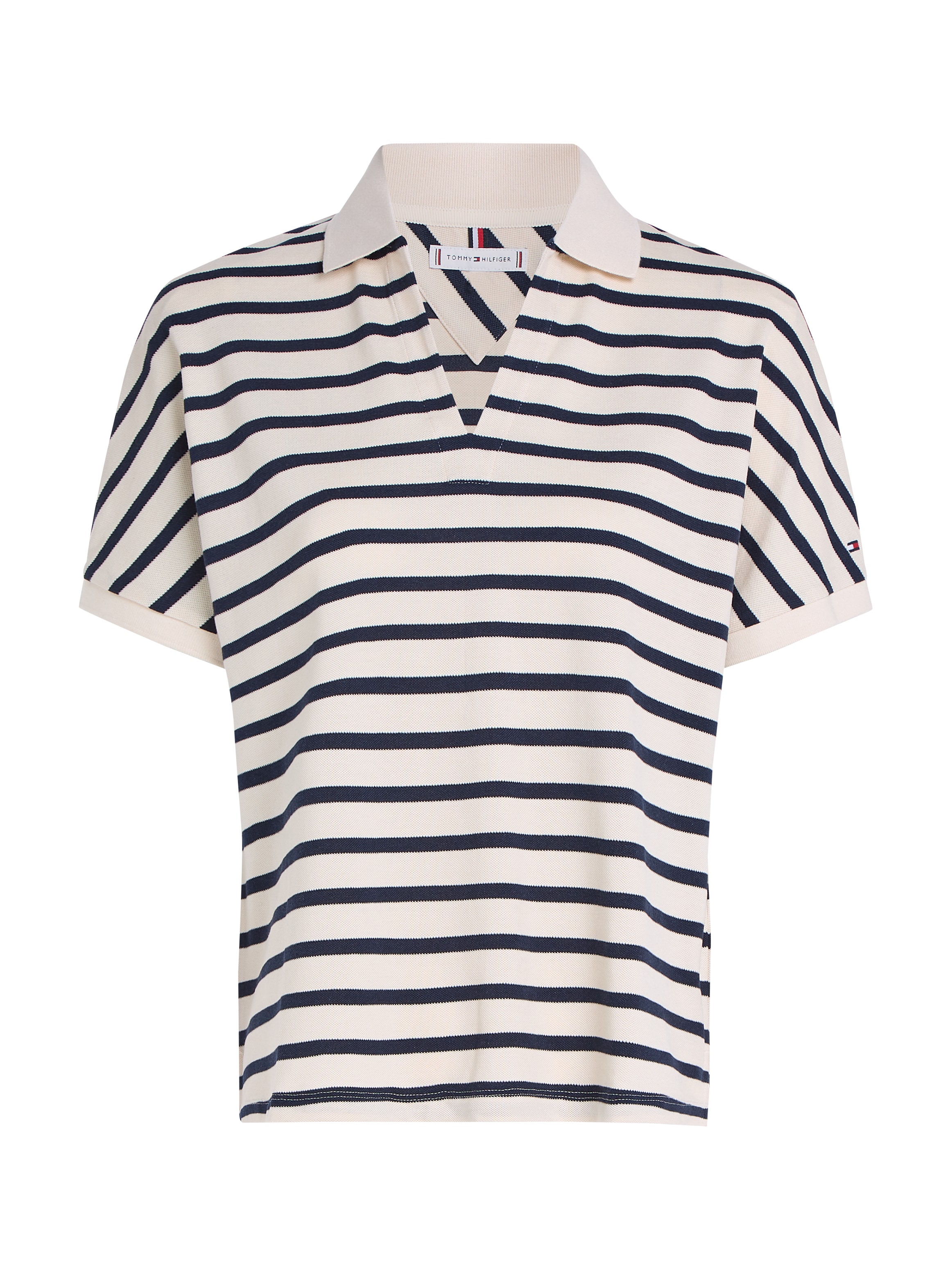 Tommy Hilfiger Poloshirt »LYOCELL OPEN-NK RELAXED POLO SS«, mit Streifenmuster, mit Seitenschlitzen