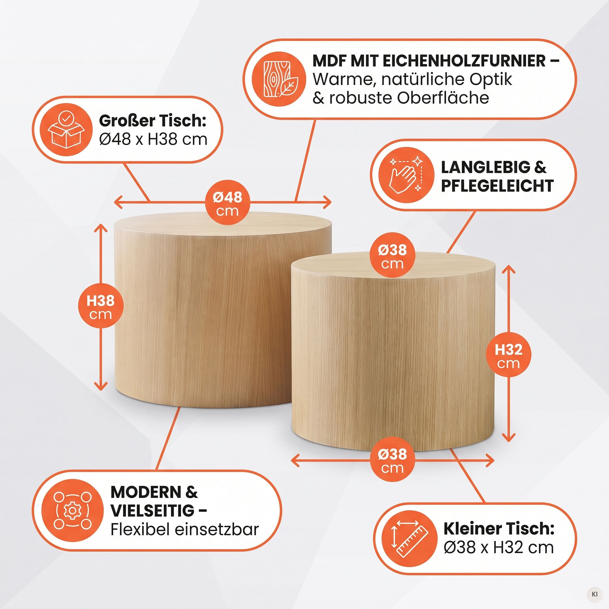SalesFever Couchtisch »Coffeetable im 2er-Set: Stilvoller Mittelpunkt« 2 Stk. tlg. mit Holzfurnier