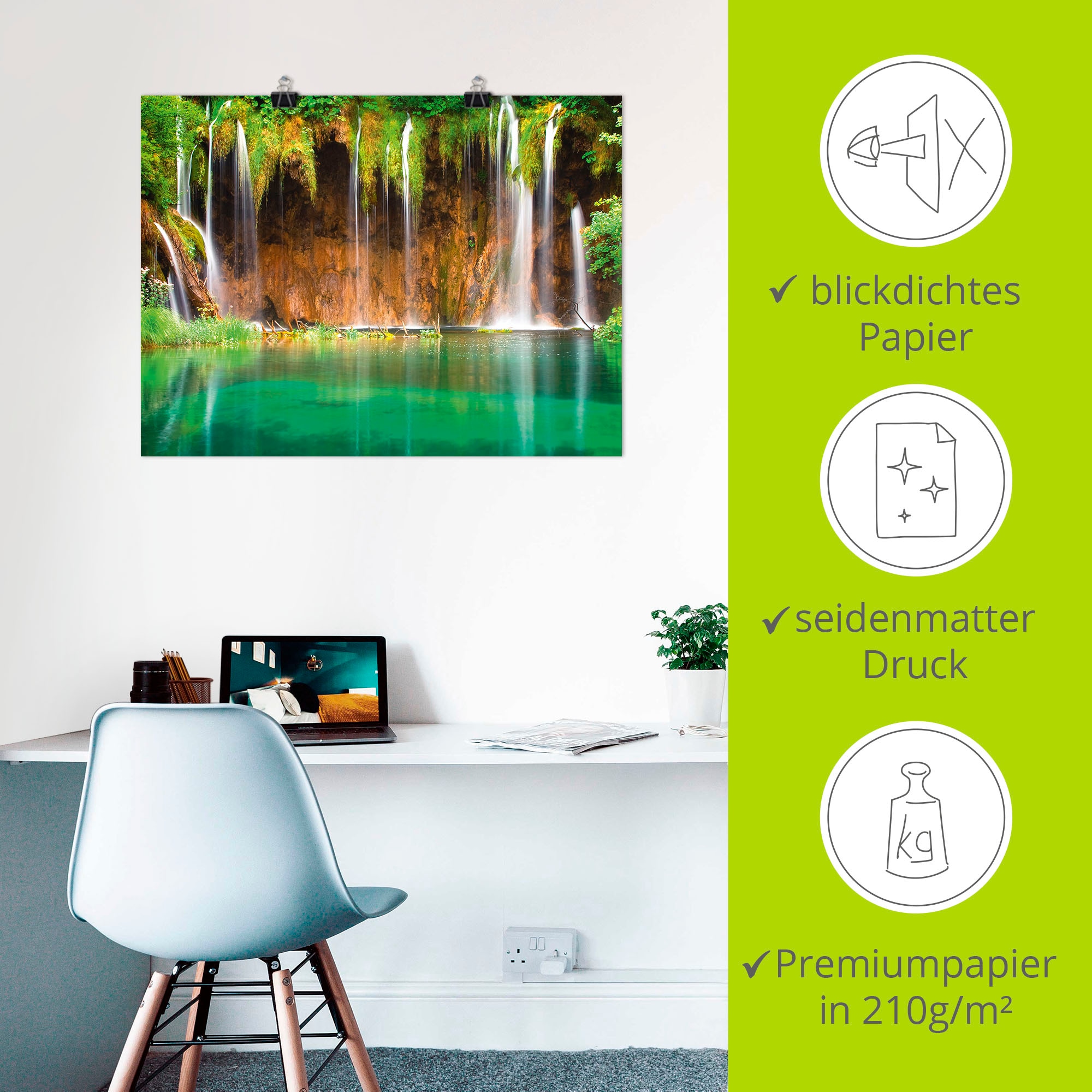 Artland Wandbild »Schöner Wasserfall im Wald«, Gewässer, (1 St.), als Leinwandbild, Poster in verschied. Größen