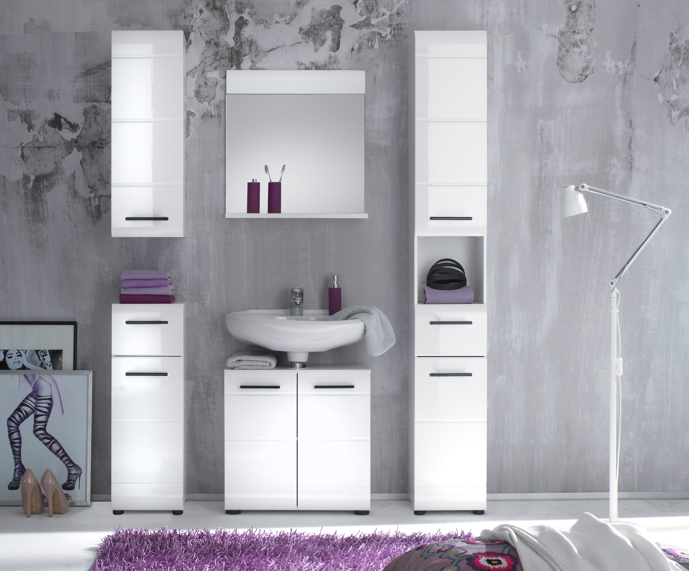 INOSIGN Waschbeckenunterschrank »Sovana«, Waschtisch mit verstellbarem Fach - Maße (B/T/H) 60/31/56 cm