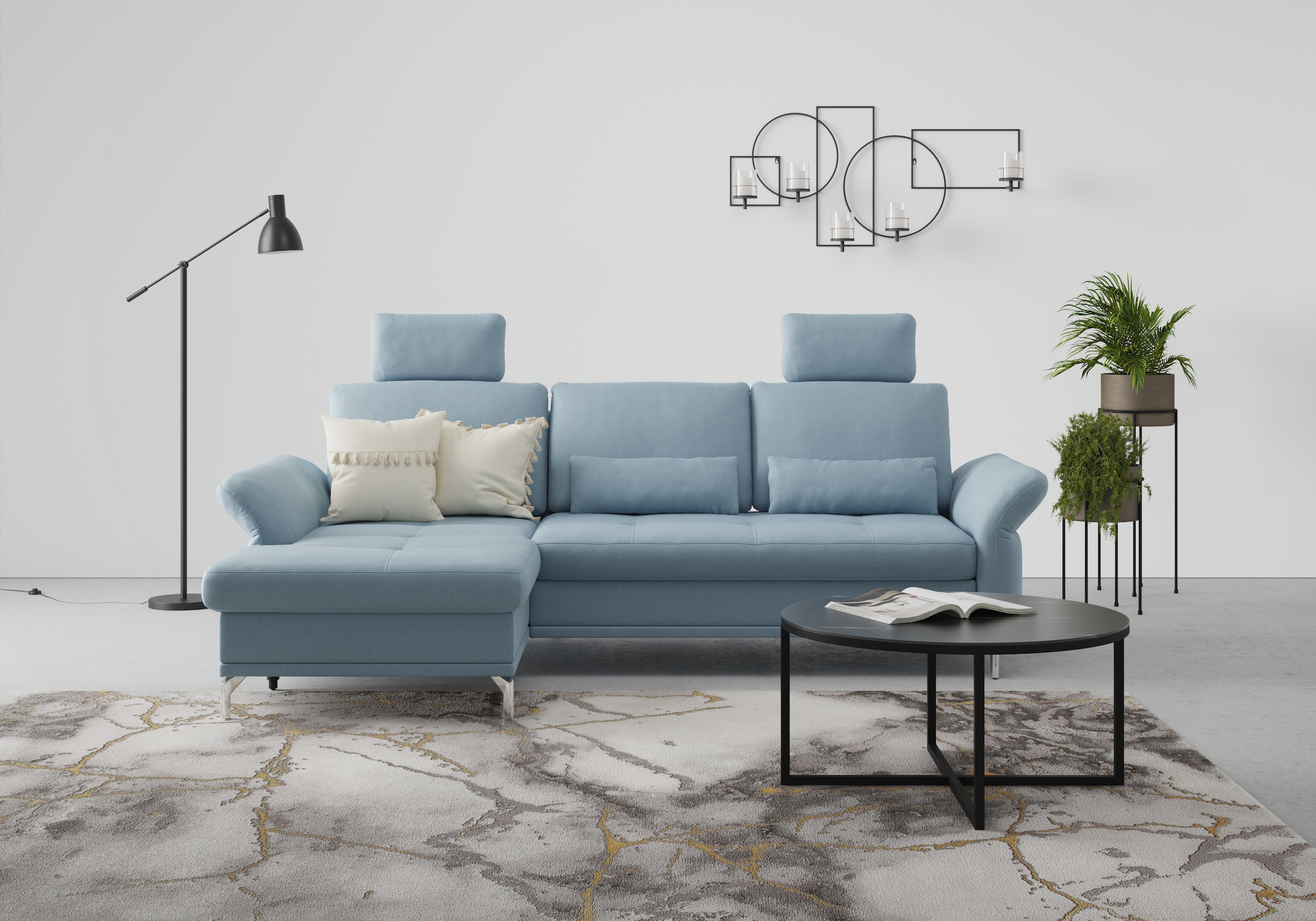 INOSIGN Ecksofa »Palm Beach L-Form«, Federkern, mit Sitztiefenverstellung, wahlweise mit Bettfunktion
