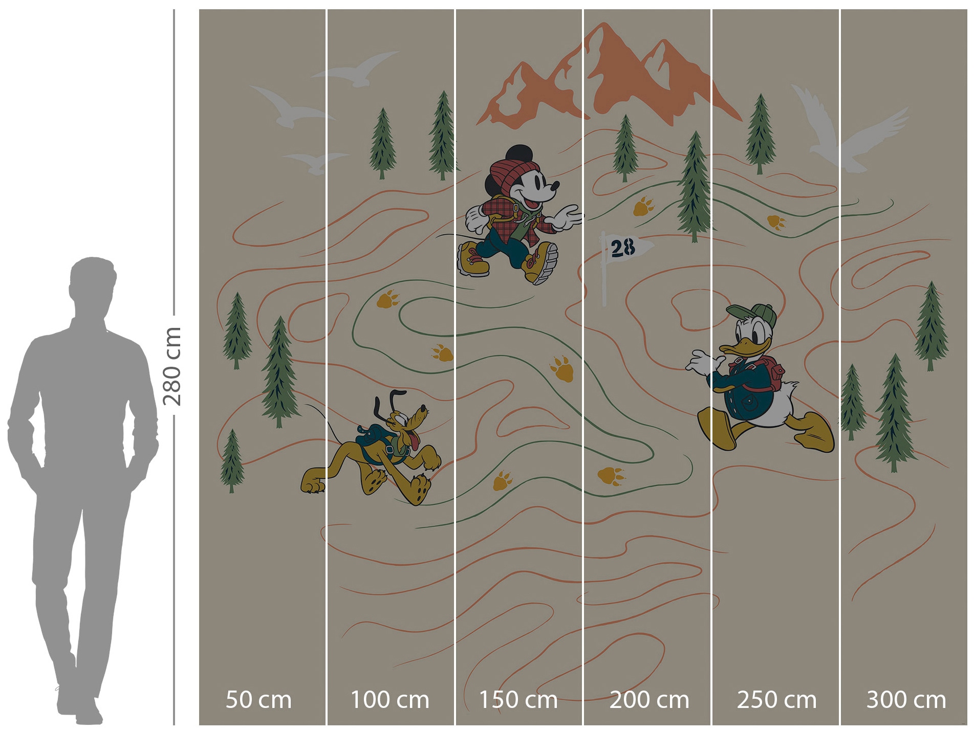 Komar Vliestapete »Digitaldruck Vlies - Mickey Meets the Mountain - Größe 300 x 280 cm«, bedruckt, Kinderzimmer