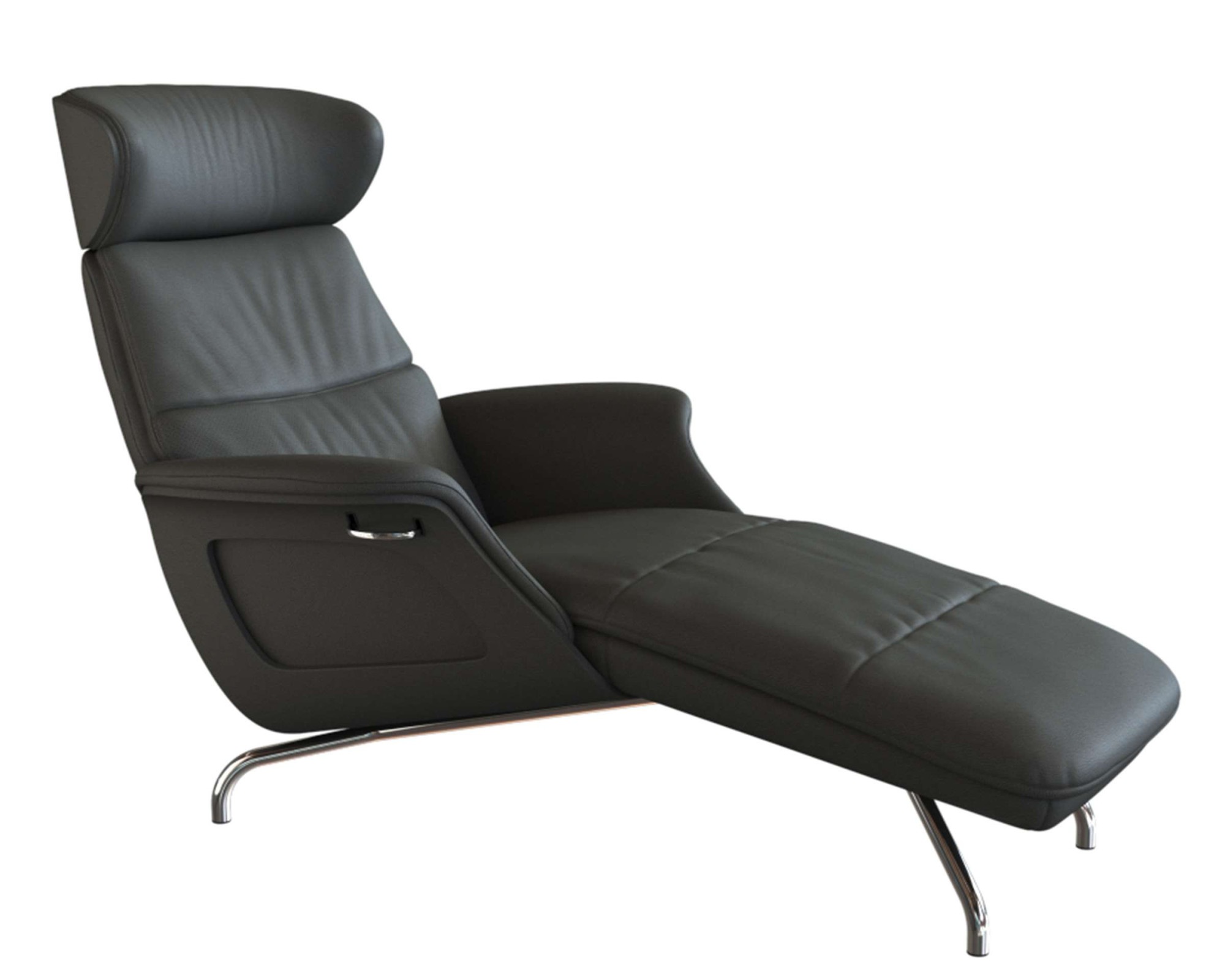 FLEXLUX Loungesessel »Clement Chaislongue, Relaxstuhl, Liegesessel,«, Rücken- & Kopfteilverstellung, Armlehne gepolstert geölt, Fuß Alu