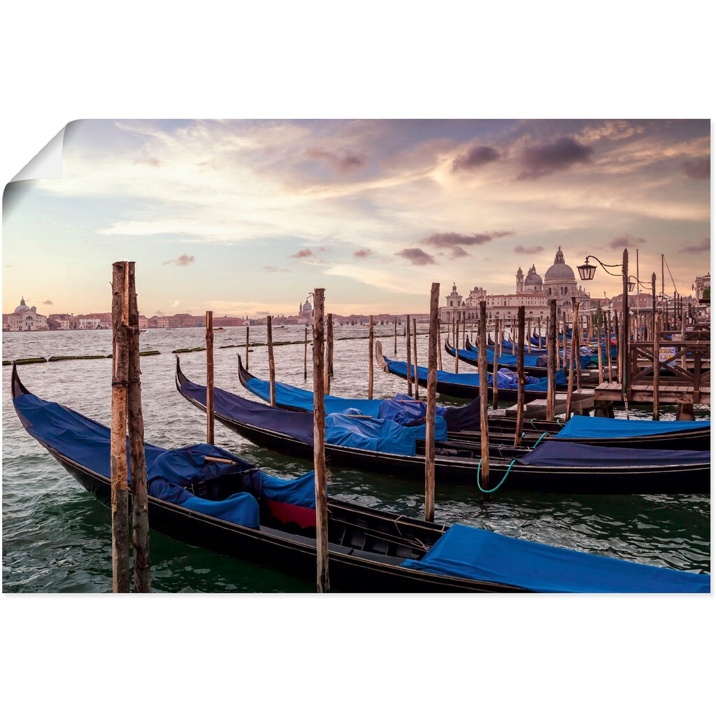 Artland Wandbild »Venedig Gondeln«, Bilder von Booten & Schiffen, (1 St.), in vielen Größen & Produktarten - Alubild / Outdoorbild für den Außenbereich, Leinwandbild, Poster, Wandaufkleber / Wandtattoo auch für Badezimmer geeignet