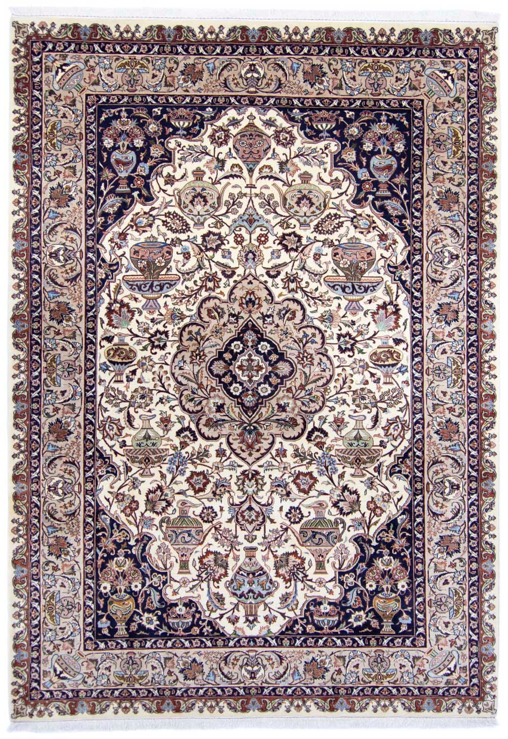 morgenland Wollteppich »Kaschmar Medaillon Beige 297 x 202 cm«, rechteckig, günstig online kaufen