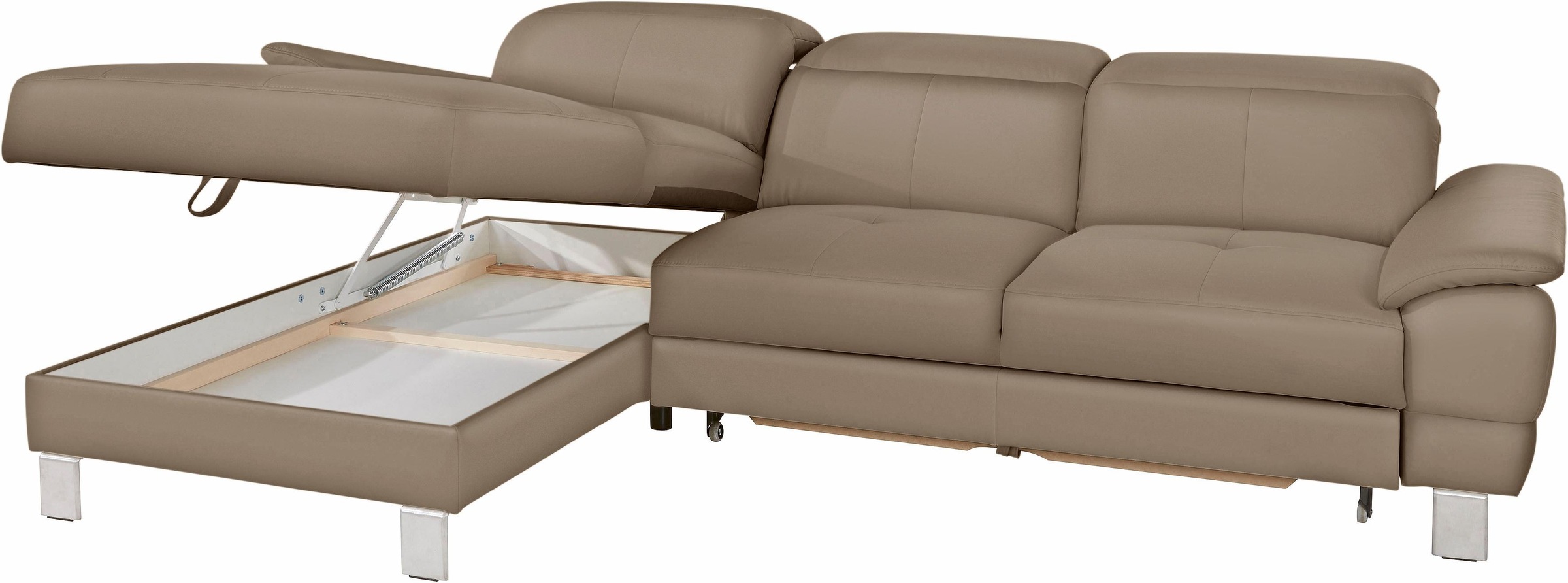 exxpo - sofa fashion Ecksofa »Mantua 2, inkl. Kopf- bzw. Rückenverstellung, bequem, L-Form«, wahlweise mit Bettfunktion und Bettkasten, tolle Verarbeitungsdetails