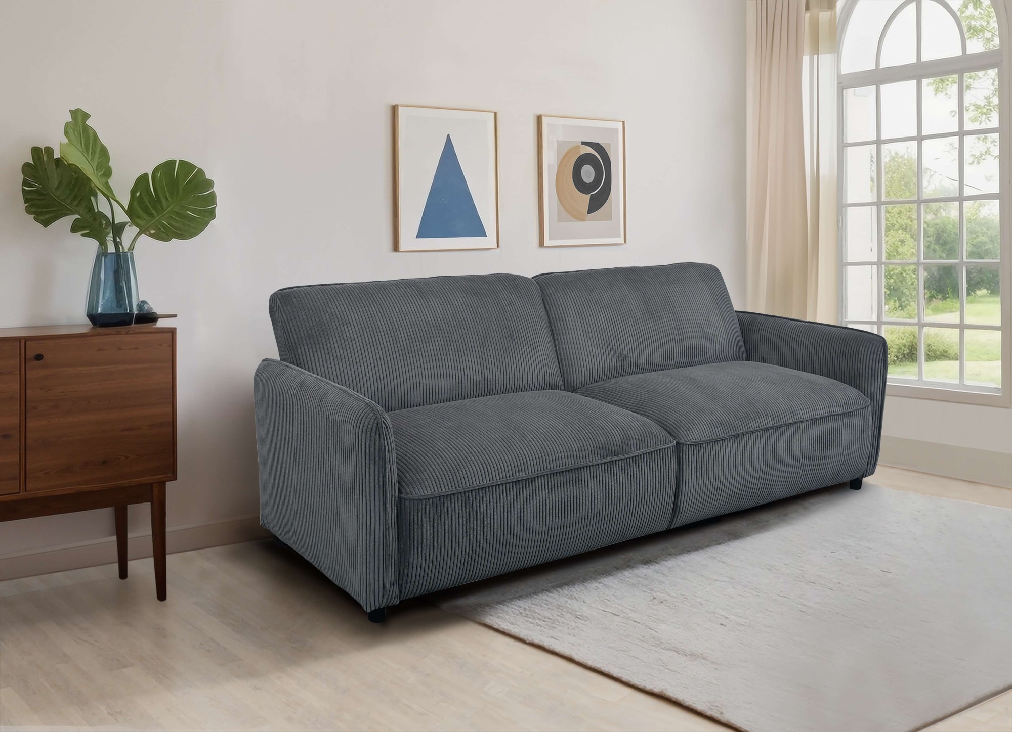 Dorel Home 3-Sitzer »ALICIA Schlafsofa 209 cm«, Bettfunktion (110/190cm), verstellbare Rückenlehne, Cord, Velours