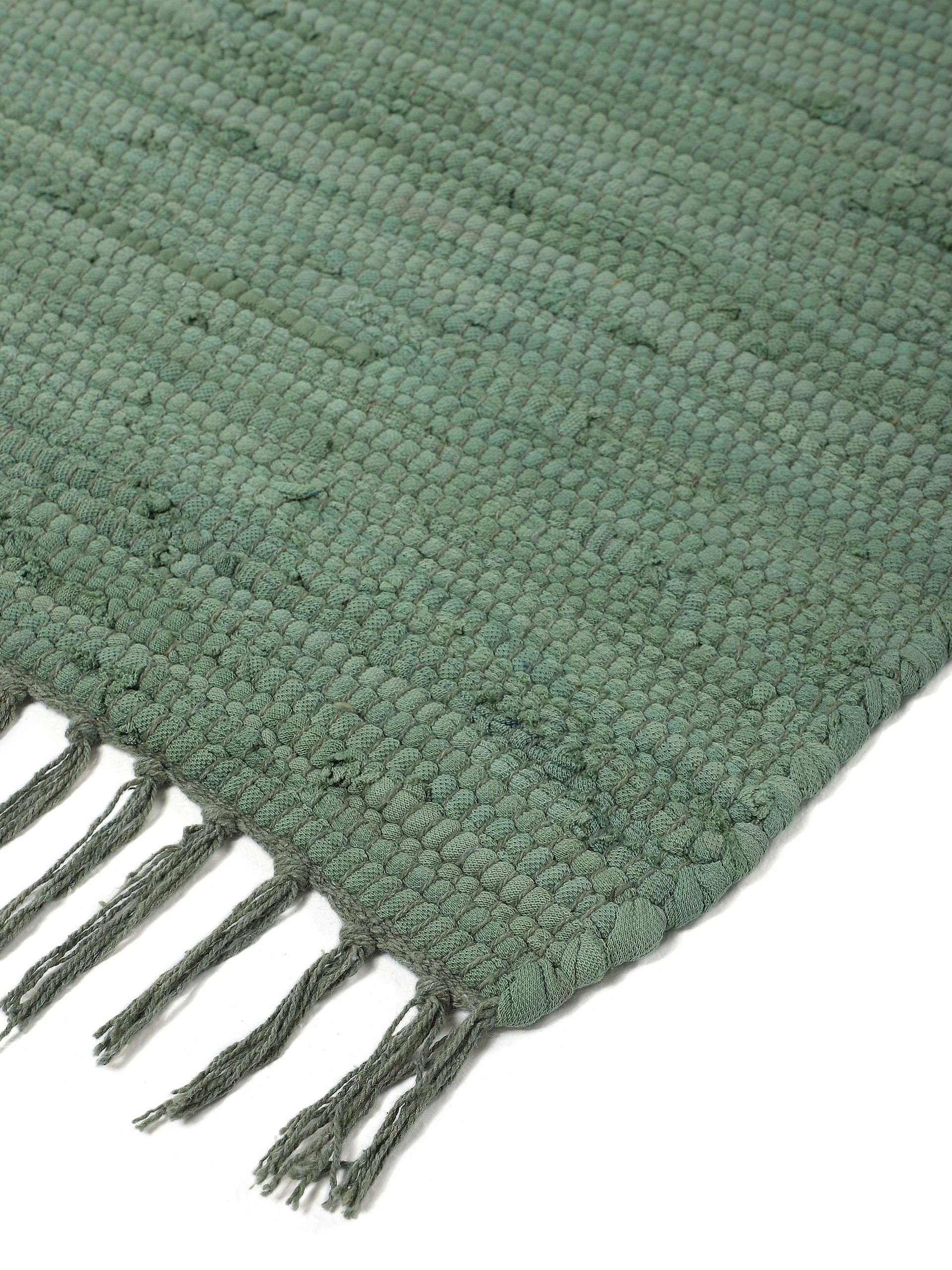 carpetfine Teppich »Kelim Chindi uni, auch als Läufer«, rechteckig, 5 mm Höhe, Wendeteppich, reine Baumwolle, handgewebt, Uni-Farben, mit Fransen