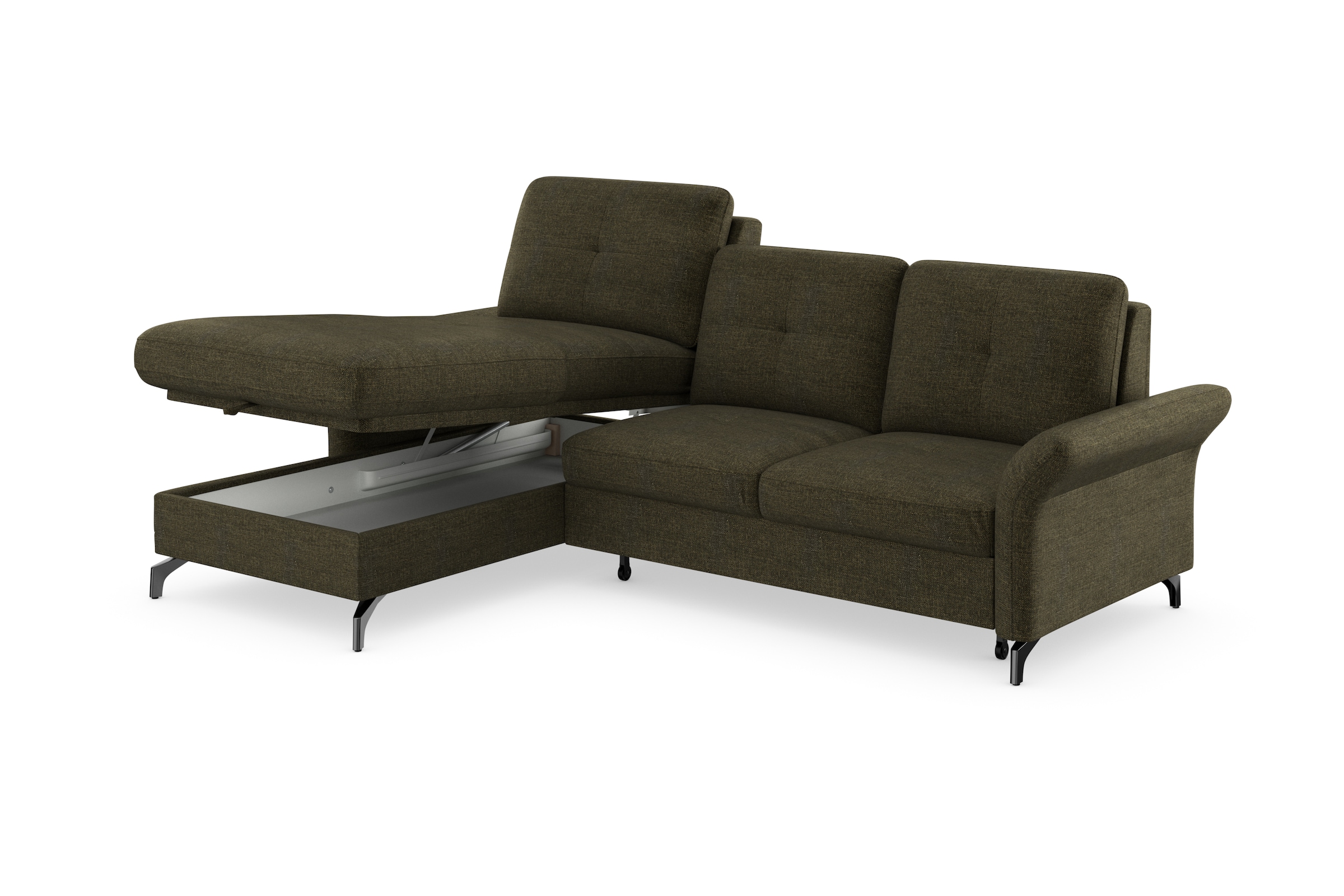 Places of Style Ecksofa »Calando L-Form«, wahlweise mit Bettfunktion, Bettkasten und Armteilfunktion