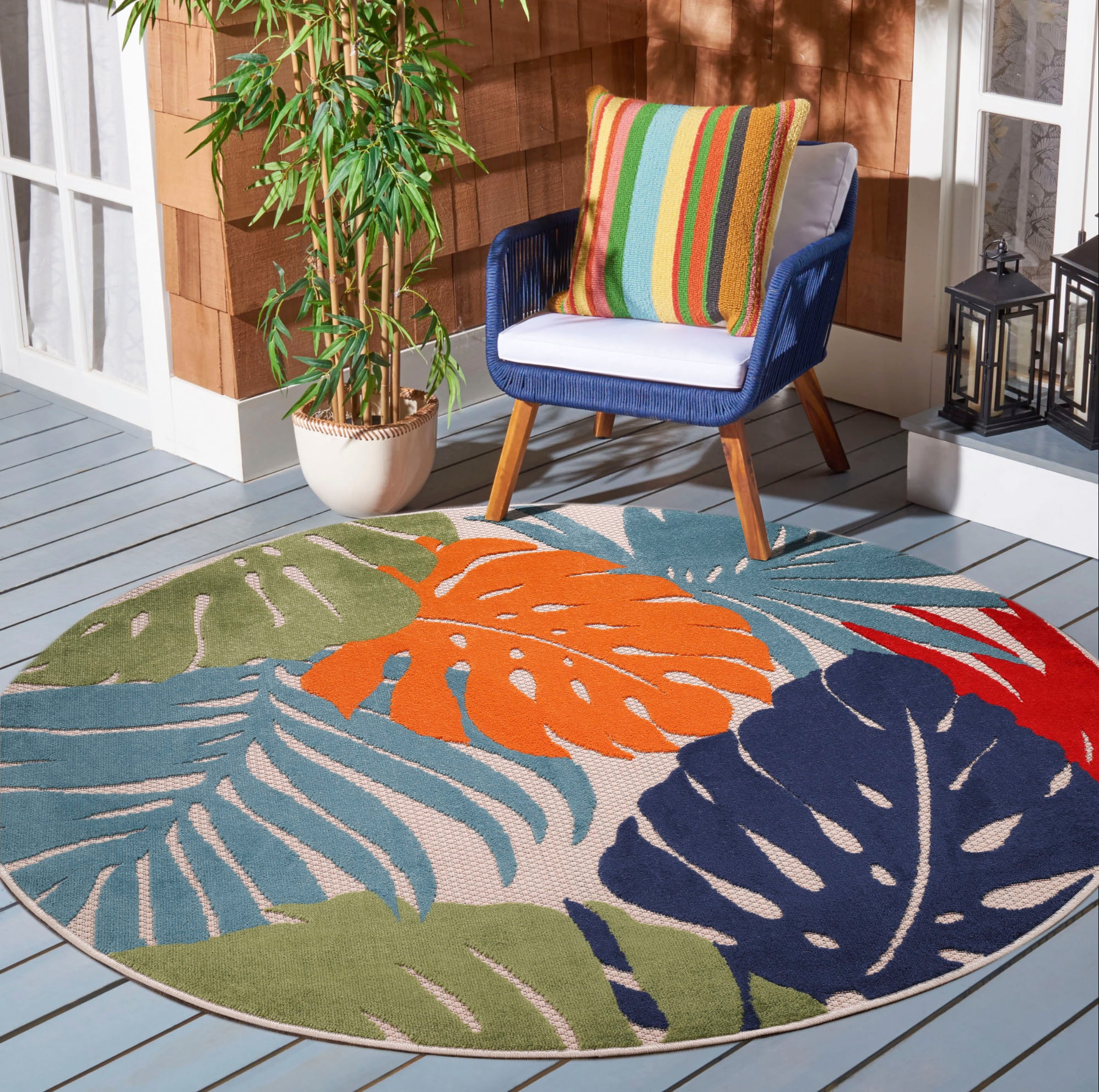 Sanat Teppich »Floral Outdoor«, rund, 6 mm Höhe, In- und Outdoor geeignet, günstig online kaufen