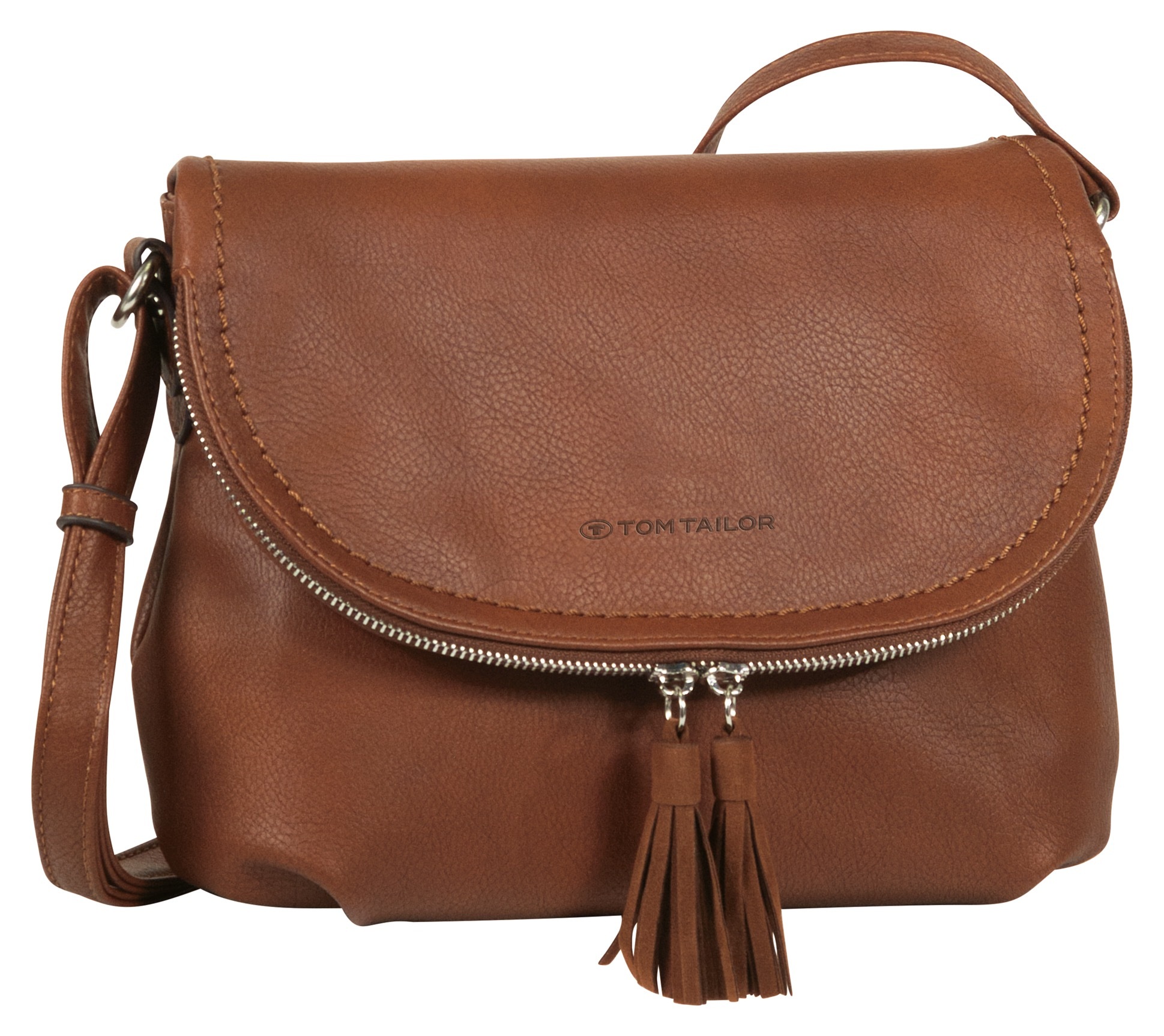 Tom Tailor Damen TOM TAILOR »LARY«, Crossbody Bag mit modischen Quasten am Zipper braun