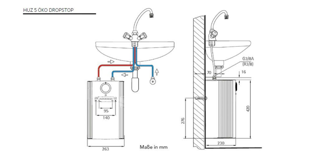 AEG Haustechnik Kleinspeicher »Huz 5 Öko DropStop«, Untertischboiler 5 Liter, Niederdruck, ThermoStop-Technologie