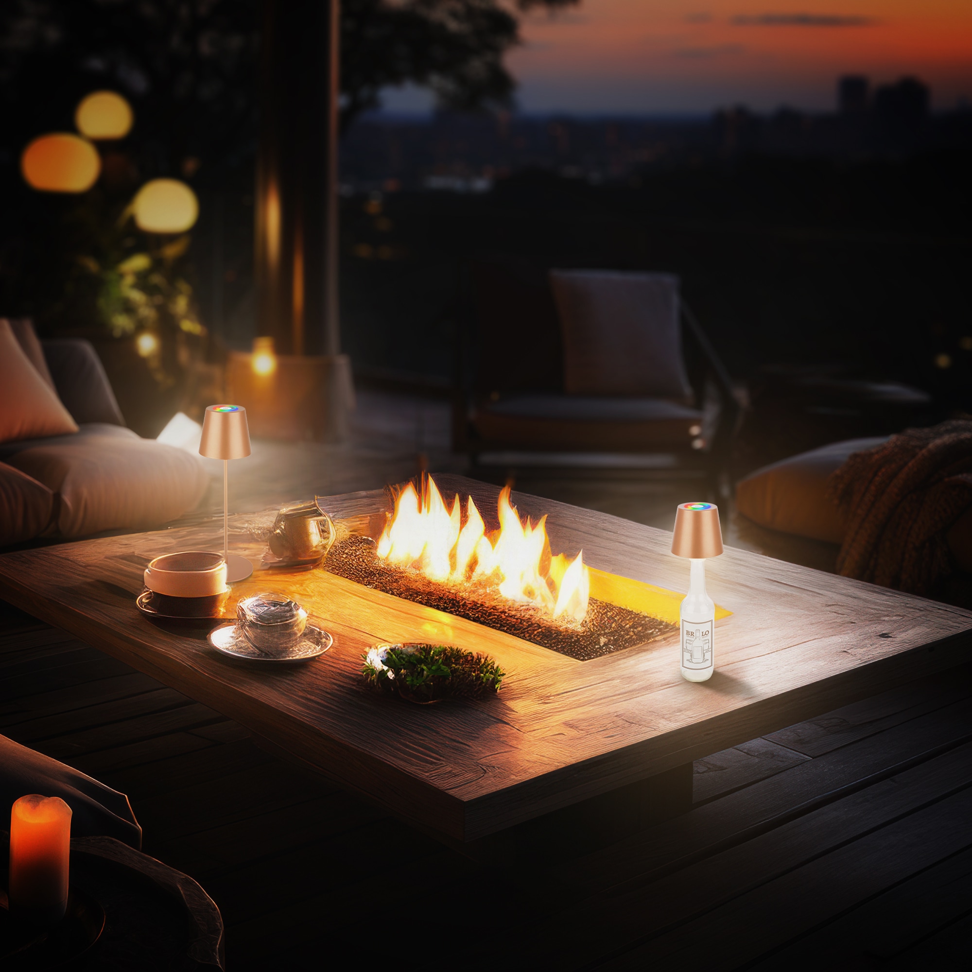 Briloner Leuchten LED Außen-Tischleuchte »RGB/W Akku Tischleuchte, IP44, 2,5W, inkl. Flaschenhalter«