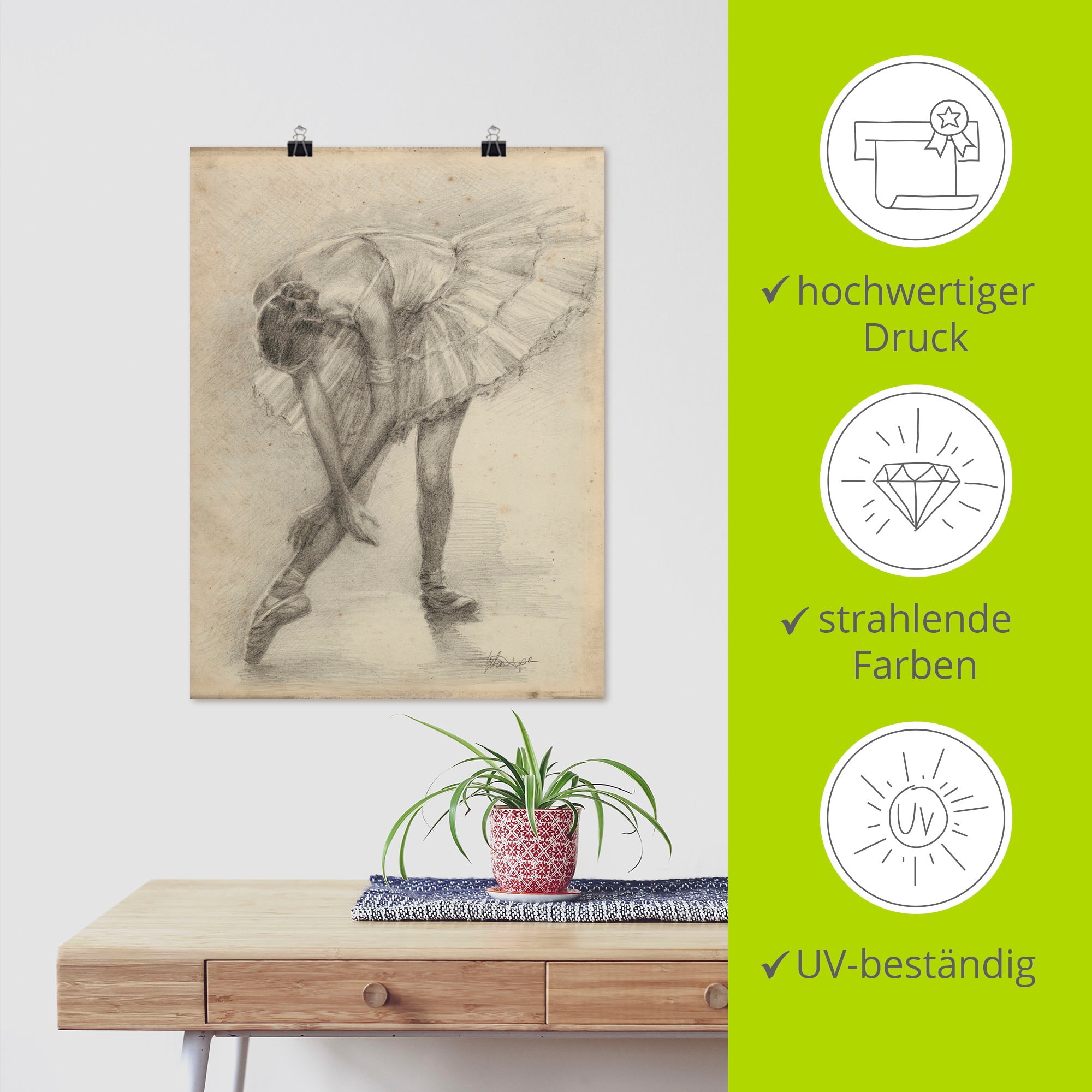 Artland Wandbild »Antike Ballerina Übung II«, Sport, (1 St.), als Poster in verschied. Größen