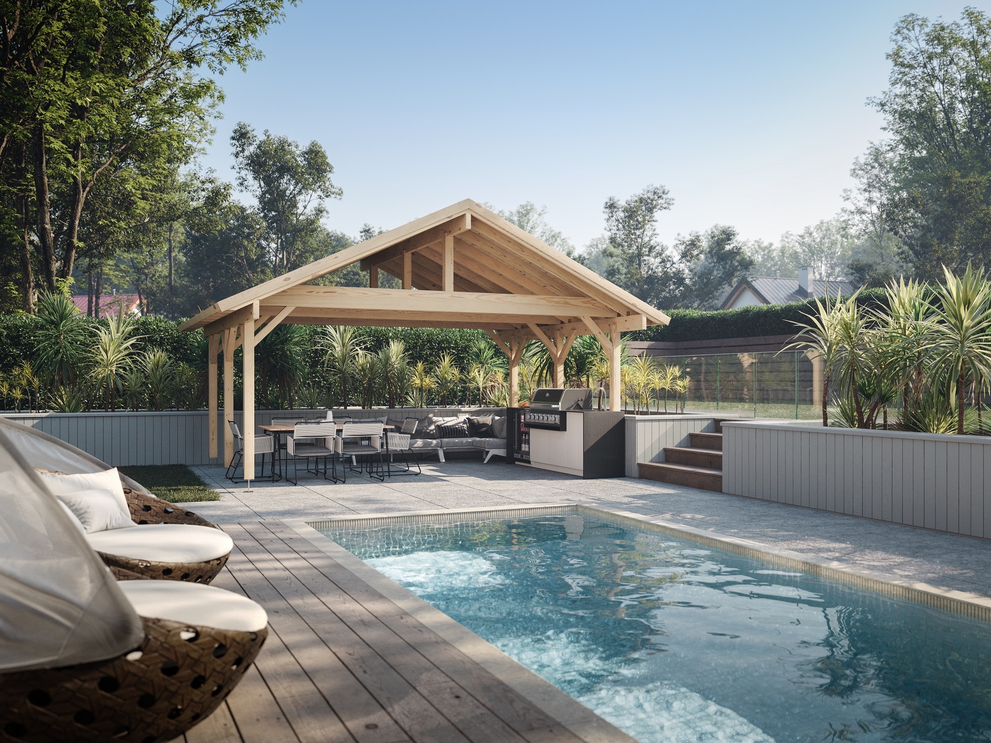 Palmako Doppelcarport »Robert« Massivholz 531 cm dunkelgrau/dunkelgrau