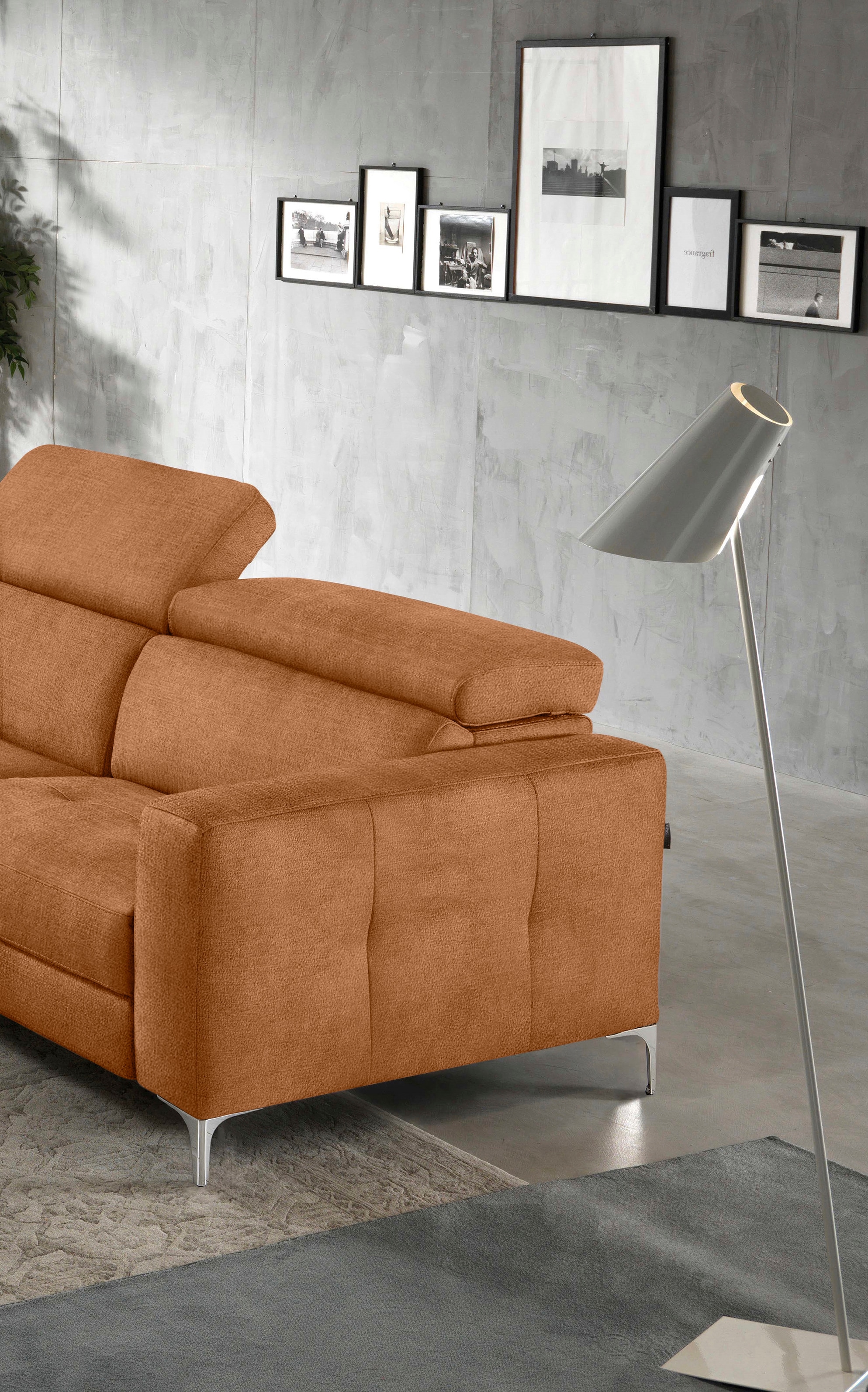 Egoitaliano Ecksofa »Matt, hoher Sitzkomfort und aufwendige Detailverarbeitung, L-Form« mit Ottomane, inkl. verstellbarer Kopfteile zum Relaxen