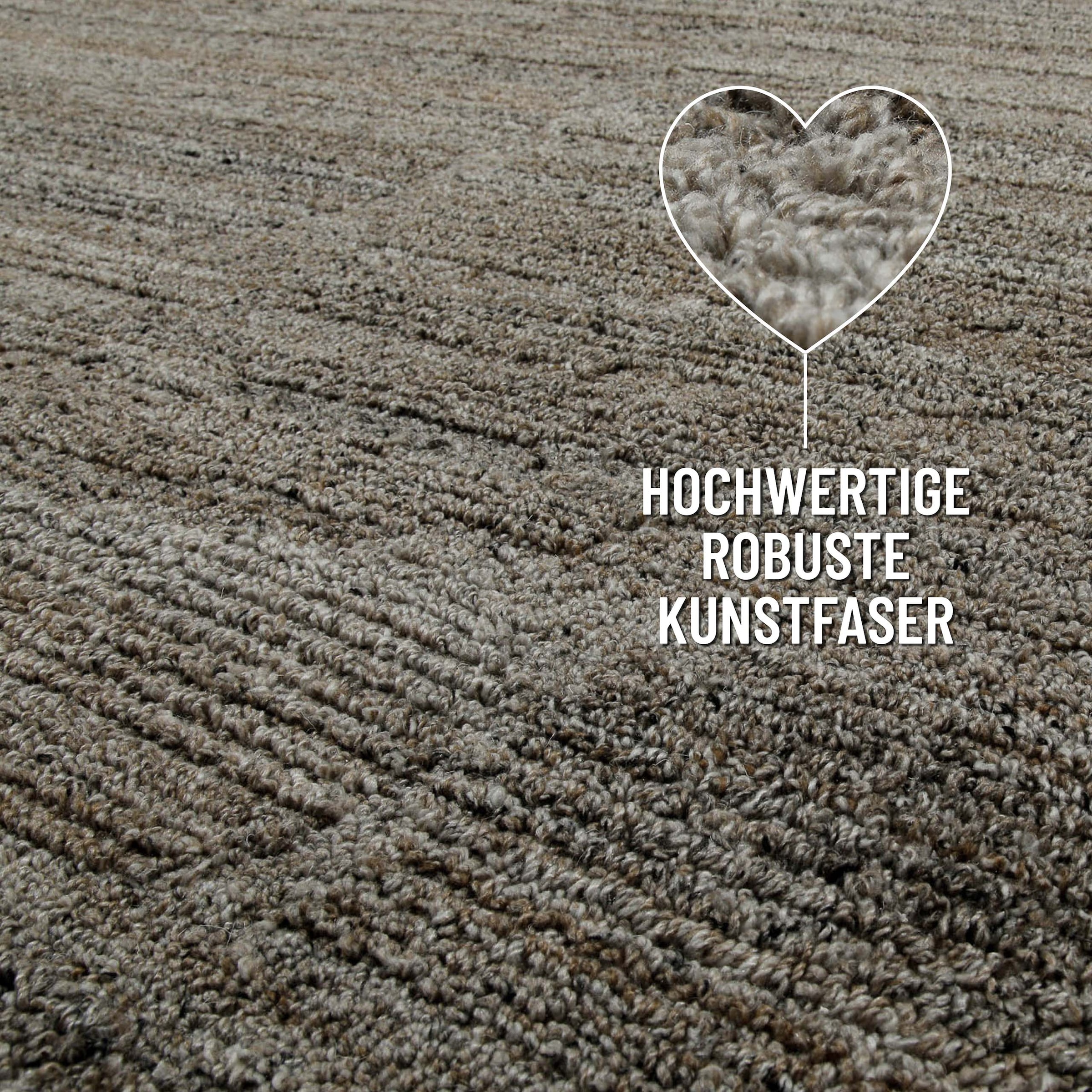 Wecon home Teppich »Hamptons EIGHTEEN«, rund, 15 mm Höhe, Kurzflor, Wohnzimmer, Schlafzimmer, elegant, robust, Streifen Design