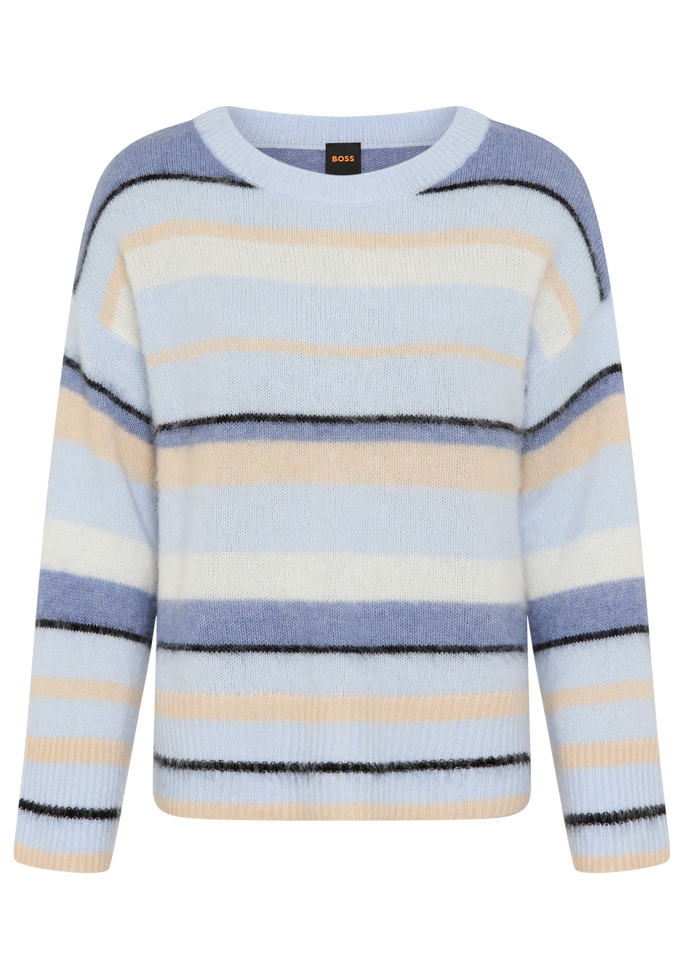 BOSS ORANGE Strickpullover »Fosset Premium Damenmode« mit Alpaka-Wolle, gestreift