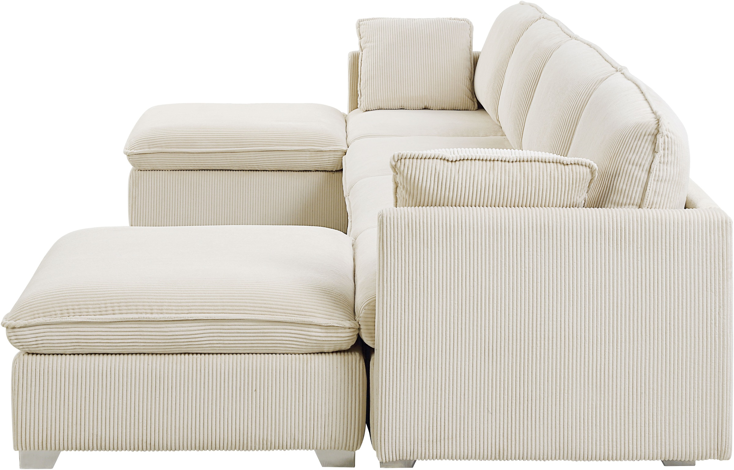 ATLANTIC home collection Wohnlandschaft, modularer 4-Sitzer mit 2 Hockern, weicher Cordbezug