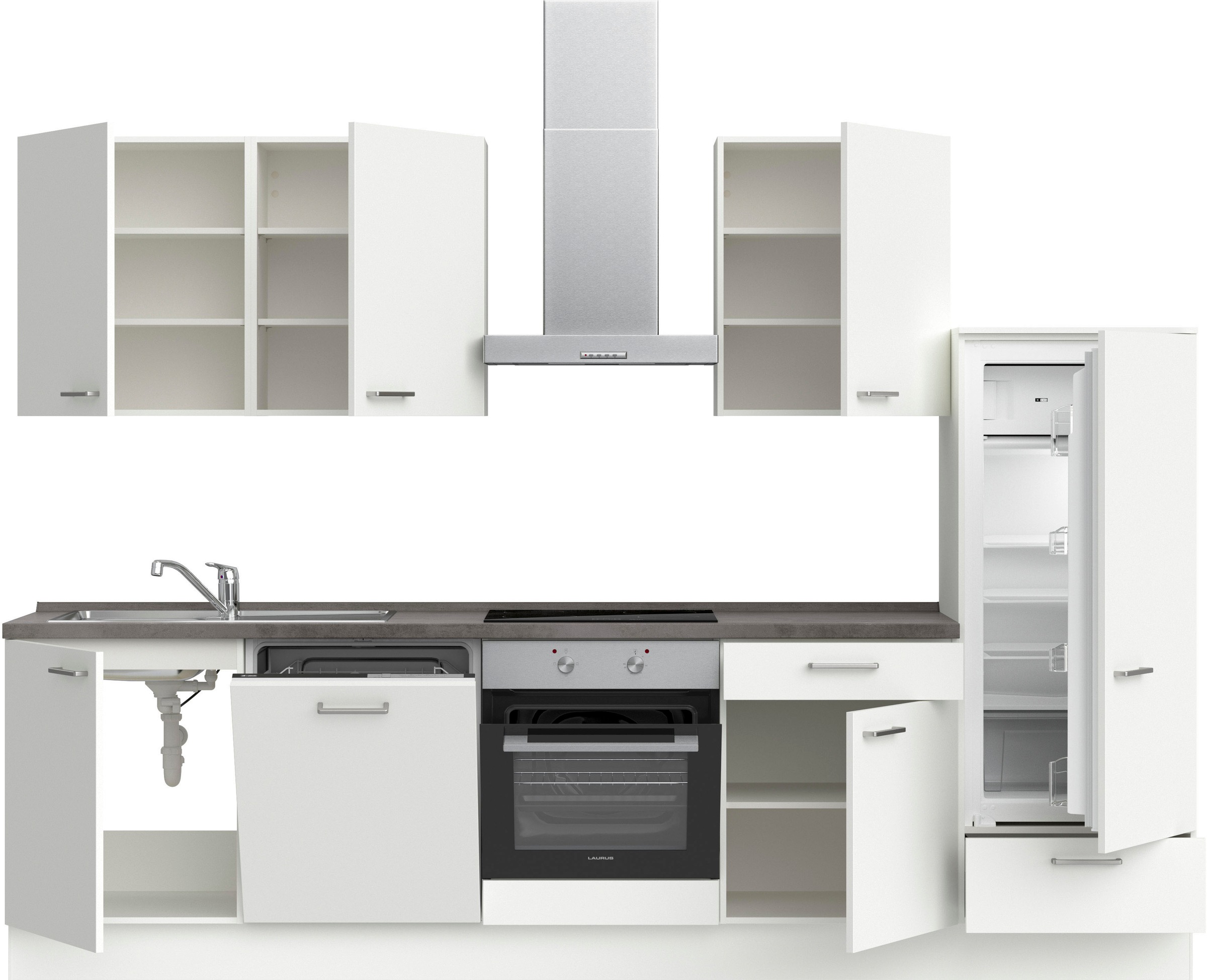 nobilia® Küchenzeile »"Touch I"«, vormontiert, Ausrichtung wählbar, Breite 300 cm, wahlw. mit E-Geräten
