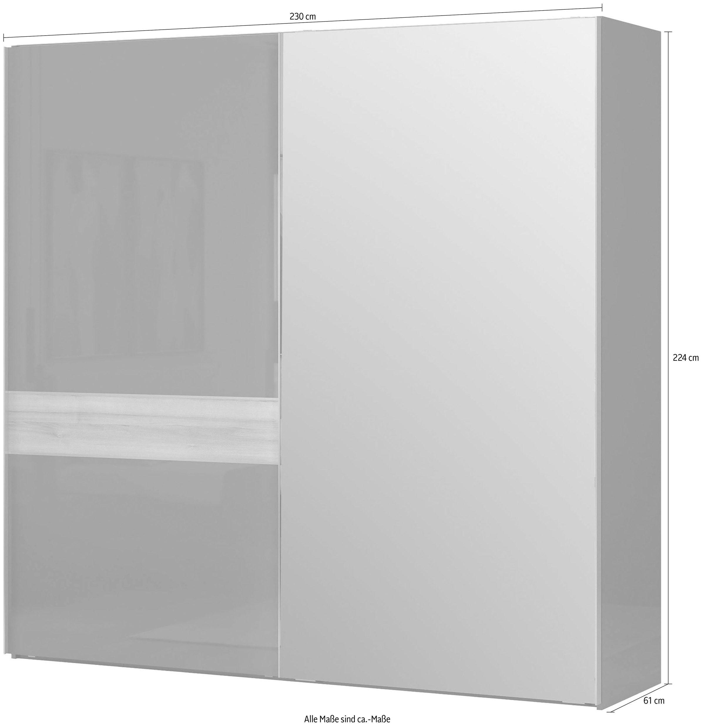 Places of Style Schwebetürenschrank »Onyx«, Spiegelschrank hochwertig UV lackiert, Soft-Close-Funktion