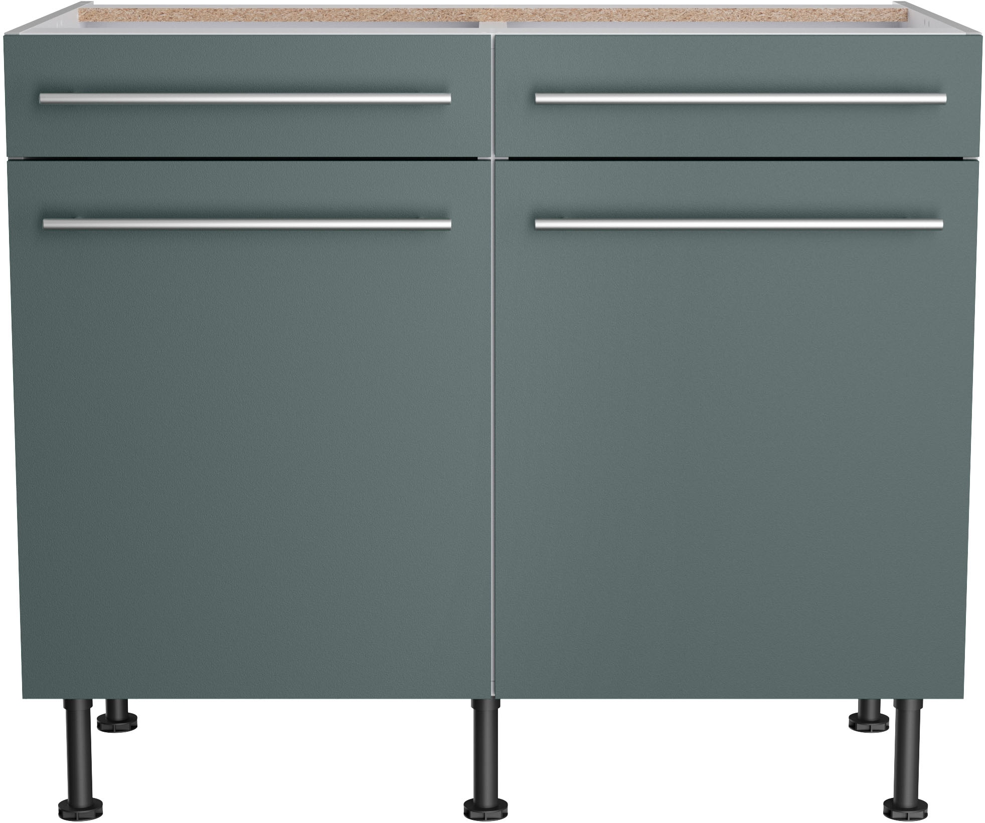 KOCHSTATION Unterschrank »KS-Bern2«, Breite 100 cm, 2 Türen, 2 Schubkästen, 1 Einlegeboden