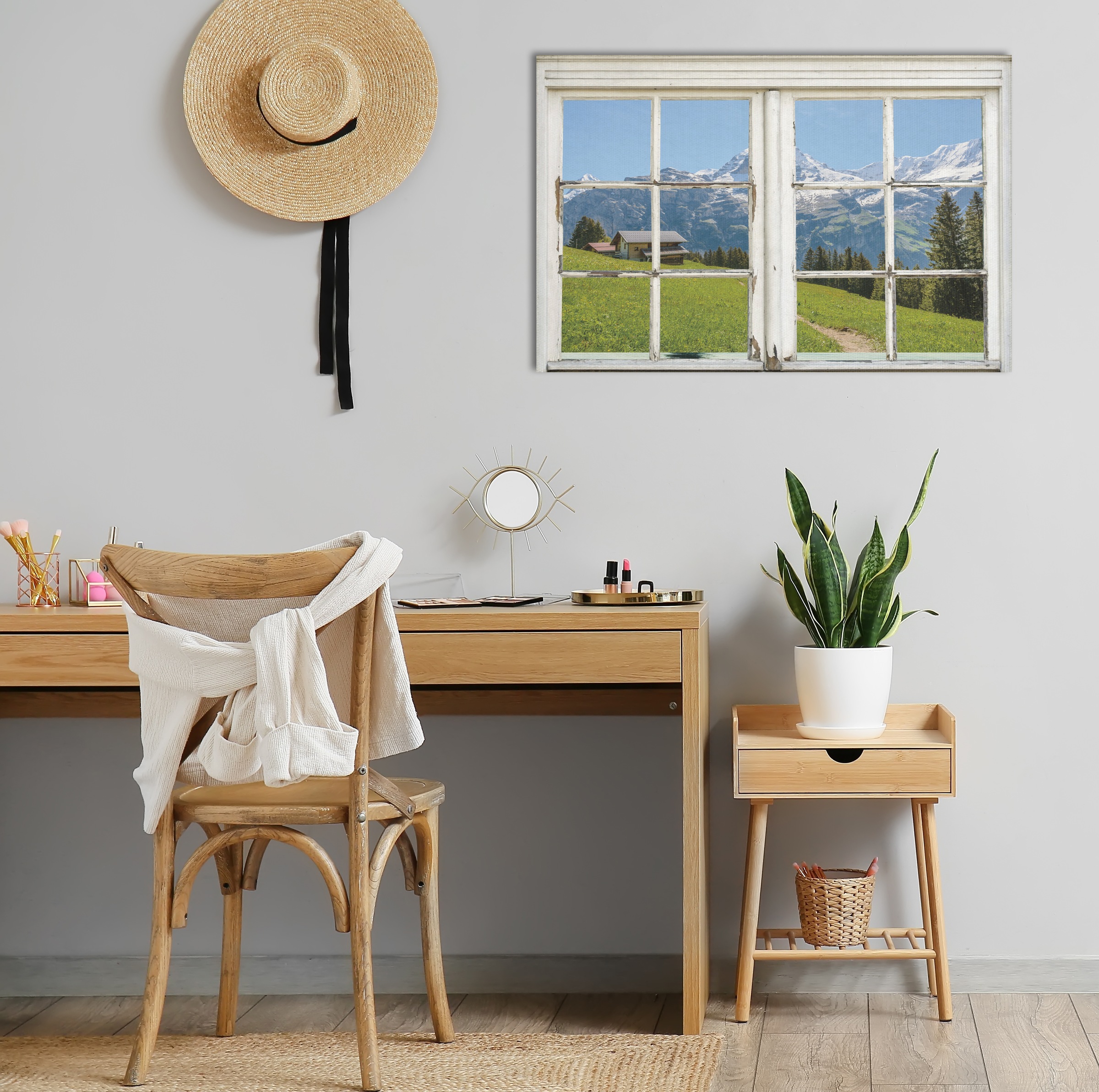 queence Leinwandbild »Südtirol« Berge & Alpenbilder   Berghütte   Fensterbl günstig online kaufen