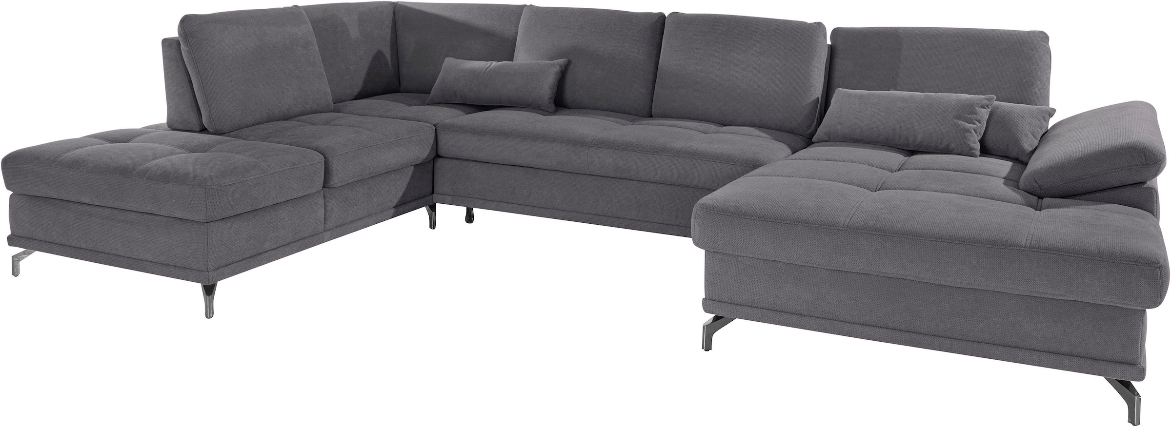 Places of Style Wohnlandschaft »Costello U-Form, mit Sitztiefenverstellung, Armteilverstellung und«, 3 Nierenkissen, optional Bettfunktion und Bettkasten