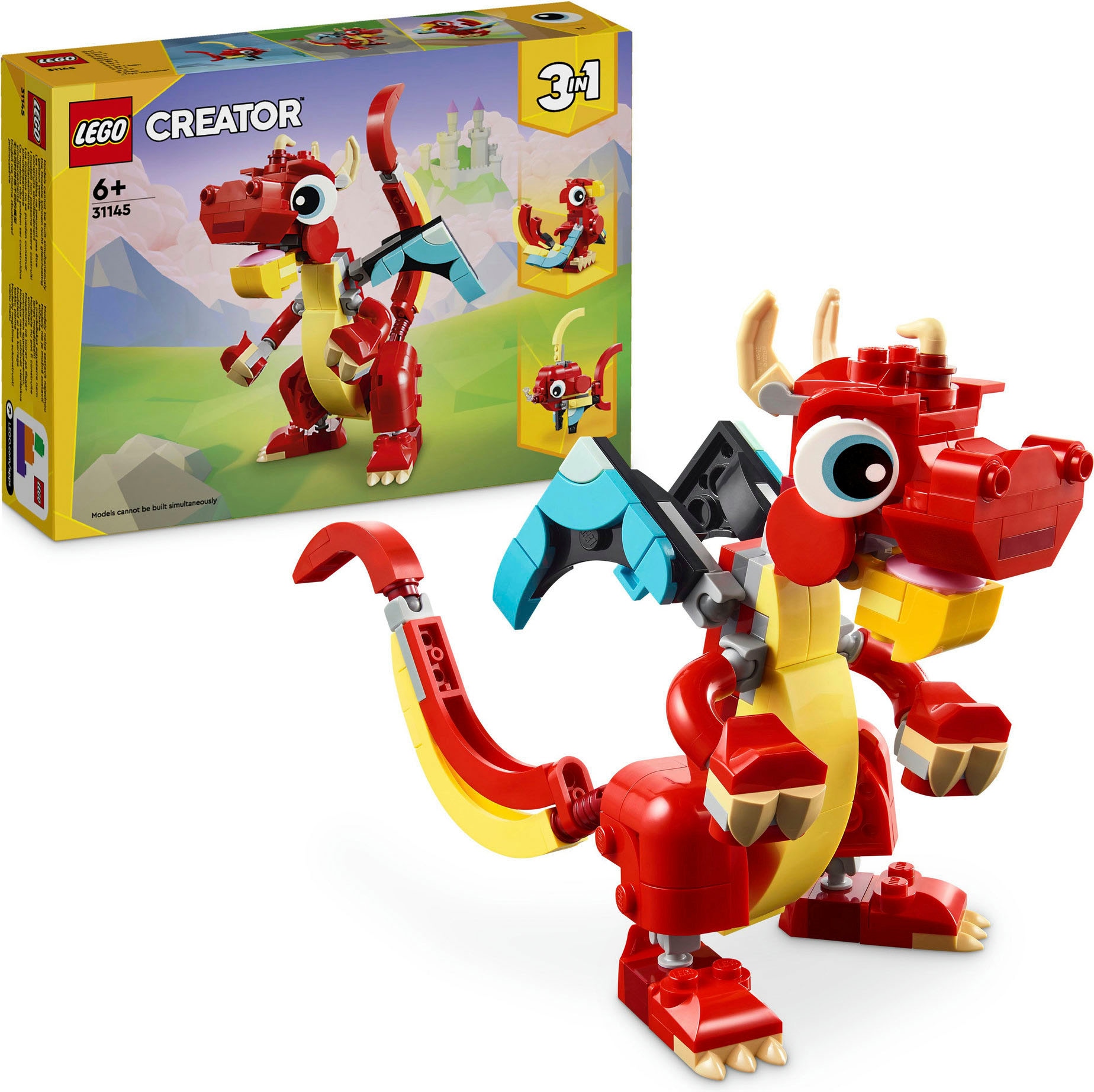 LEGO® Konstruktionsspielsteine »Roter Drache (31145), LEGO Creator 3in1«, (149 St.), Made in Europe