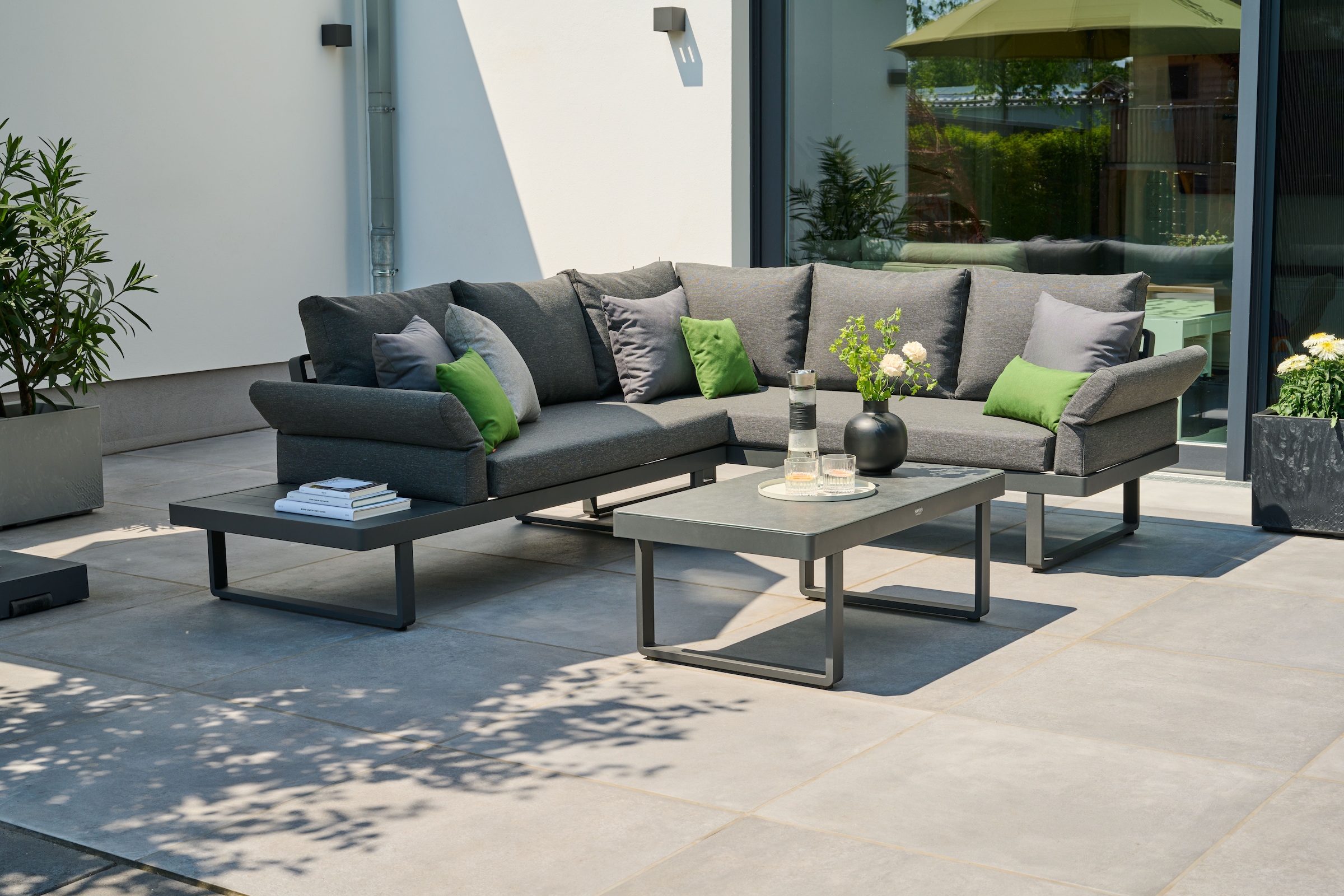 Siena Garden Loungeset »WESTON« Set, 3 tlg. aus Aluminium, inkl. Sitz- und Rückenkissen in mix anthrazit