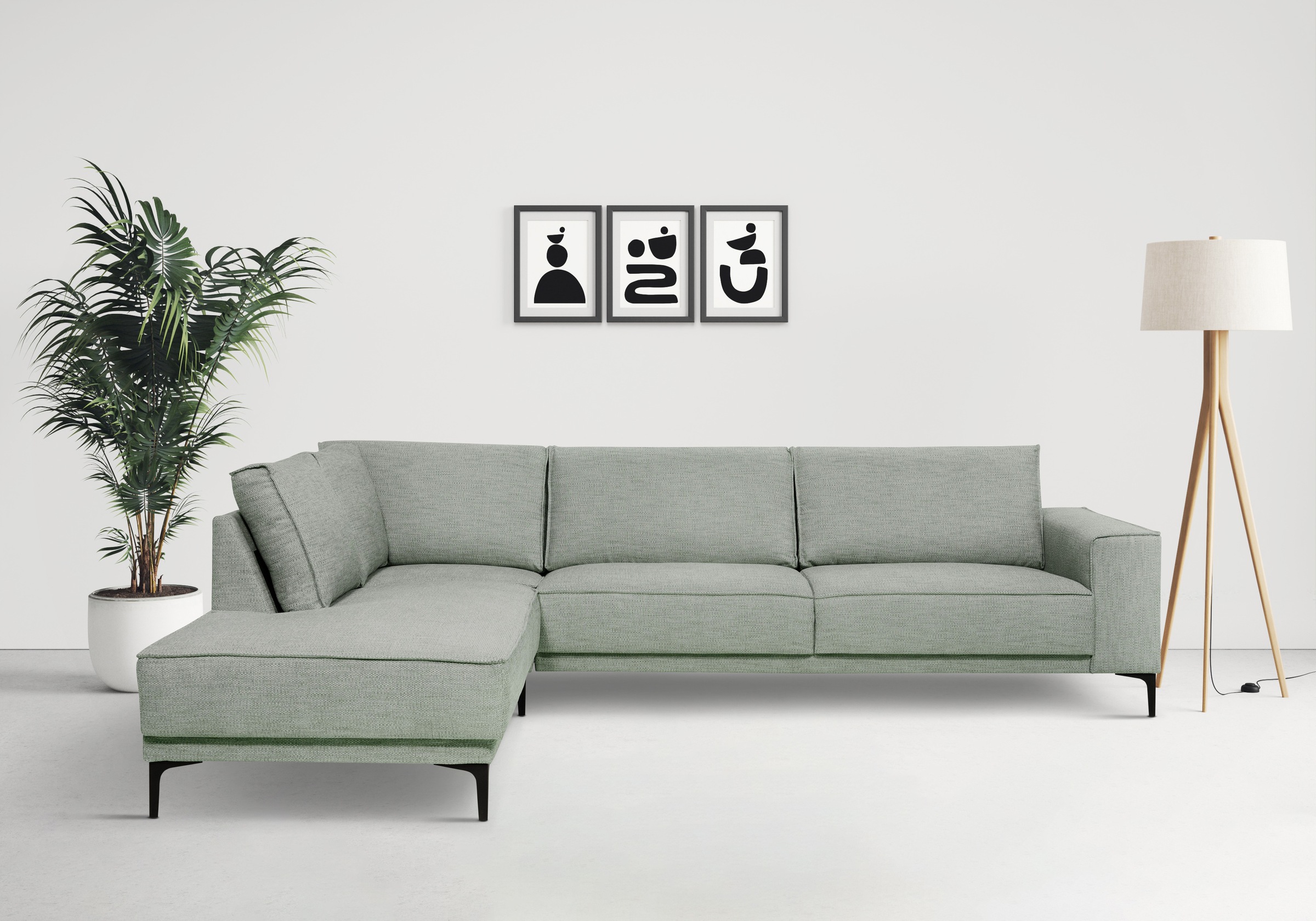 PLACES OF STYLE Ecksofa »Polsterecke Oland, Struktur, Flachgewebe, Luxus-Mi günstig online kaufen