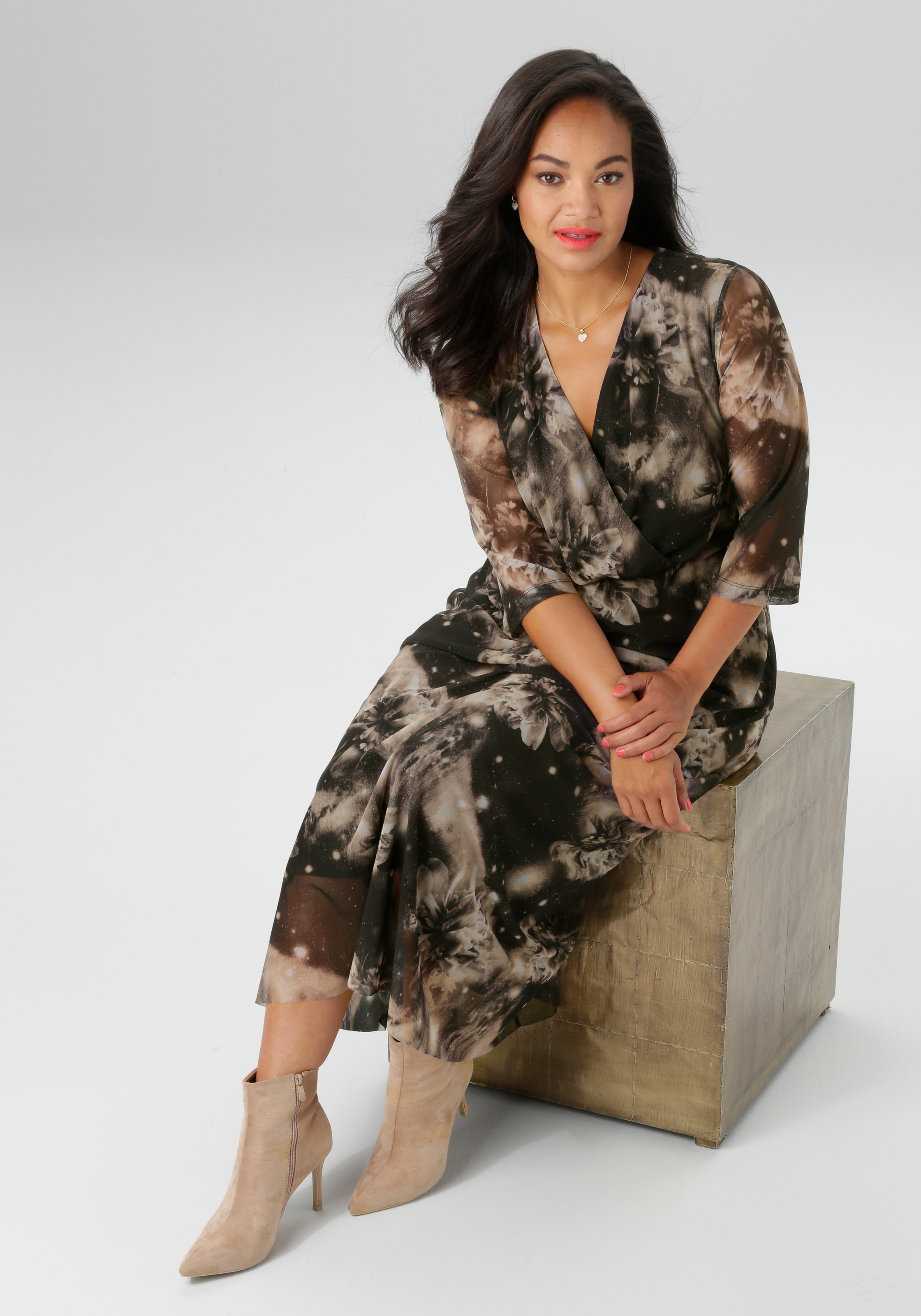 Aniston PLUS Midikleid, In Mesh Qualität - NEUE KOLLEKTION