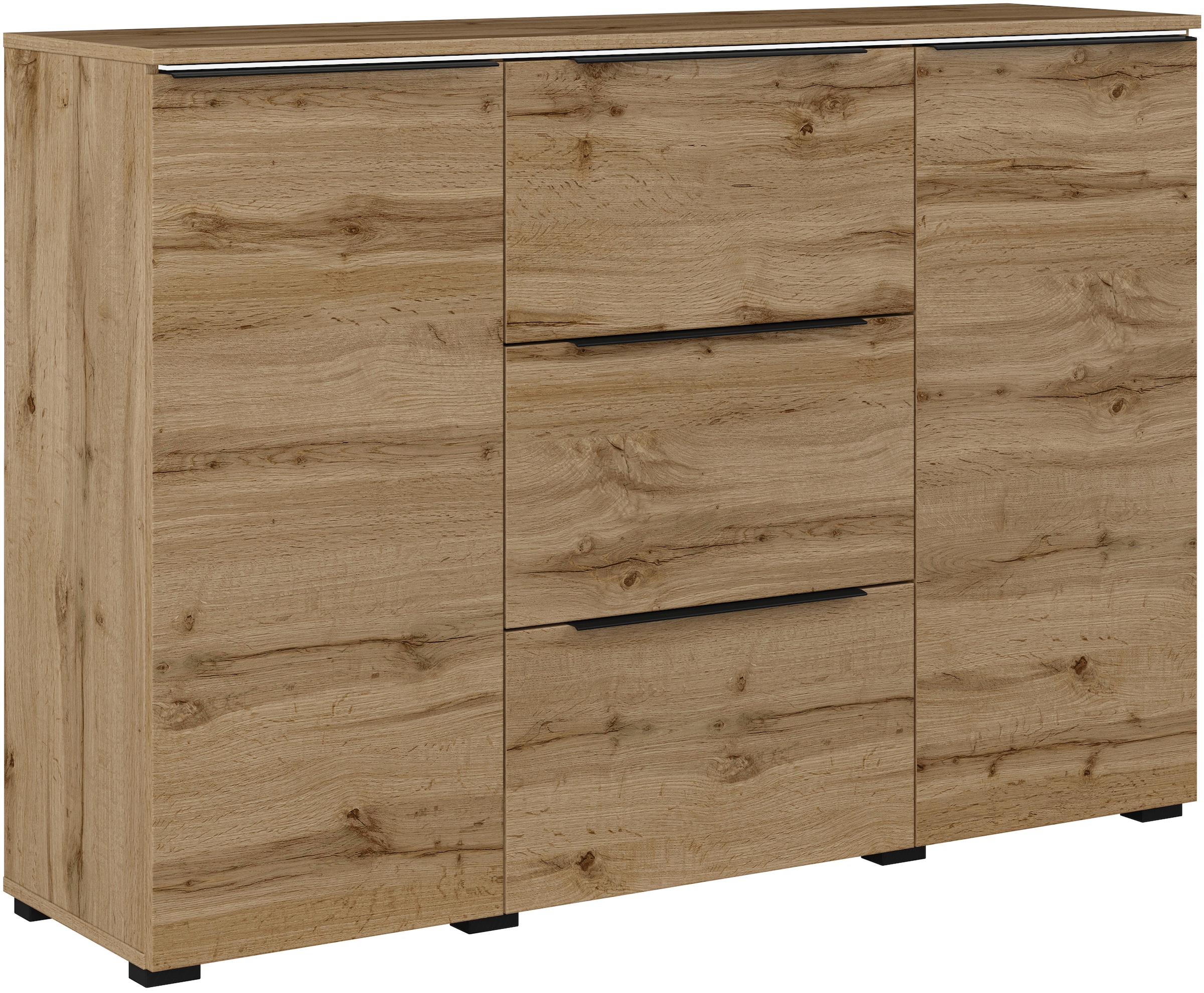 INOSIGN Sideboard »Tana, Breite 132 cm, moderne Kommode 3 SK,2 Trg«, Schubladenschrank,Anrichte mit viel Stauraum, Einlegeböden verstellbar