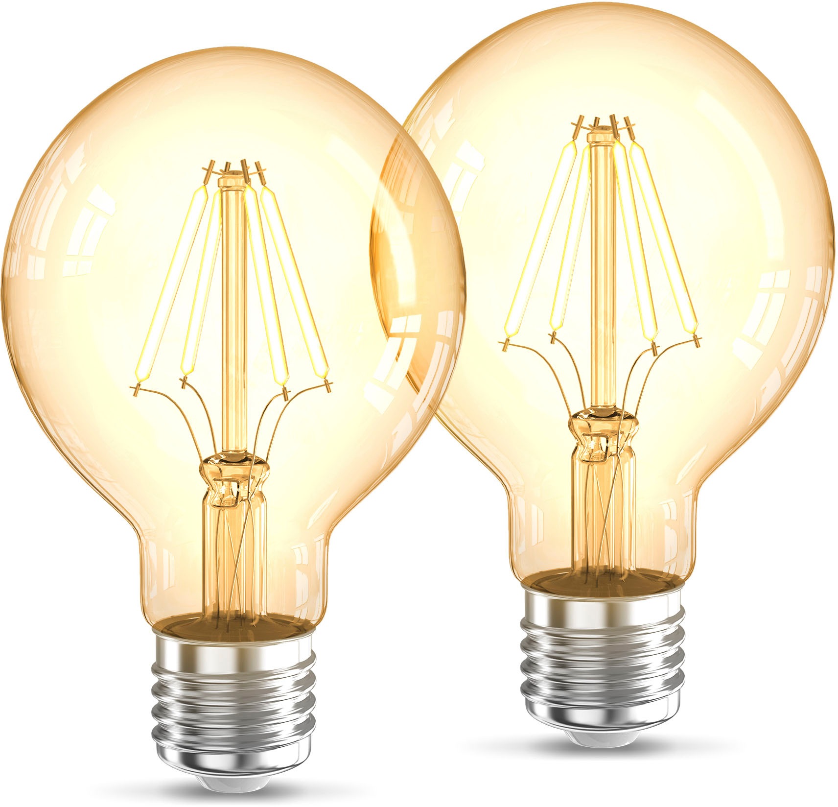 B.K.LICHT LED-Leuchtmittel "BK_LM1400 LED Leuchtmittel 2er Set E27 G80" braun (amber), L:12,6cm Ø:8cm, Leuchtmittel, 2.200 K Edison Vintage Glühbirne Filament, LED-Leuchtmittel