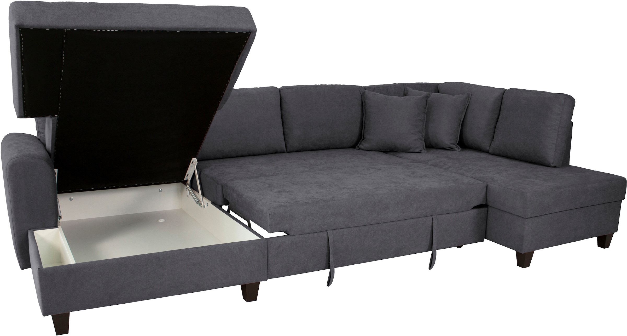 Trends by HG Wohnlandschaft »Moritz, U-Form« inkl. Bettfunktion und Bettkasten, inkl. 2 Zierkissen