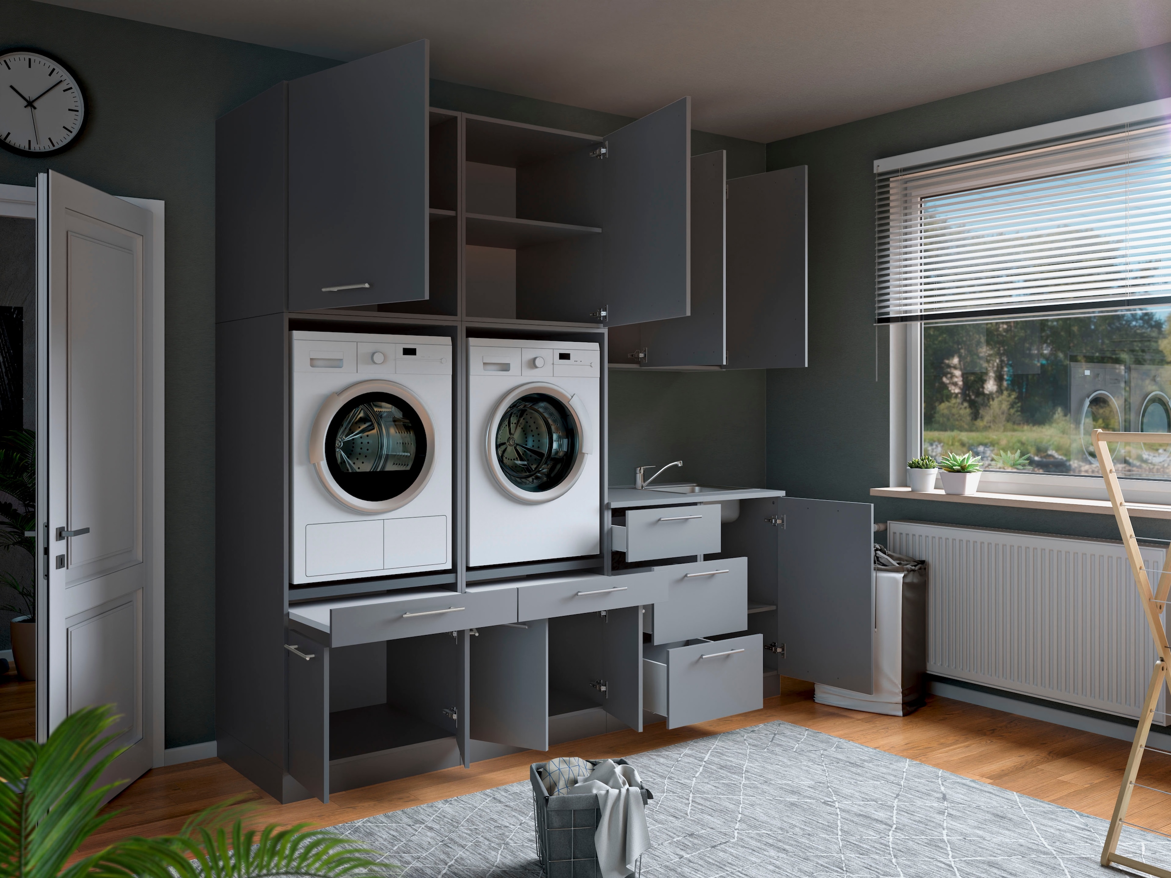 Laundreezy Mehrzweckschrank-Set »Laundreezy, 8-tlg. Mehrzweckschrank-Set B/H/T 238/238/68 cm« 8 Stk. tlg.