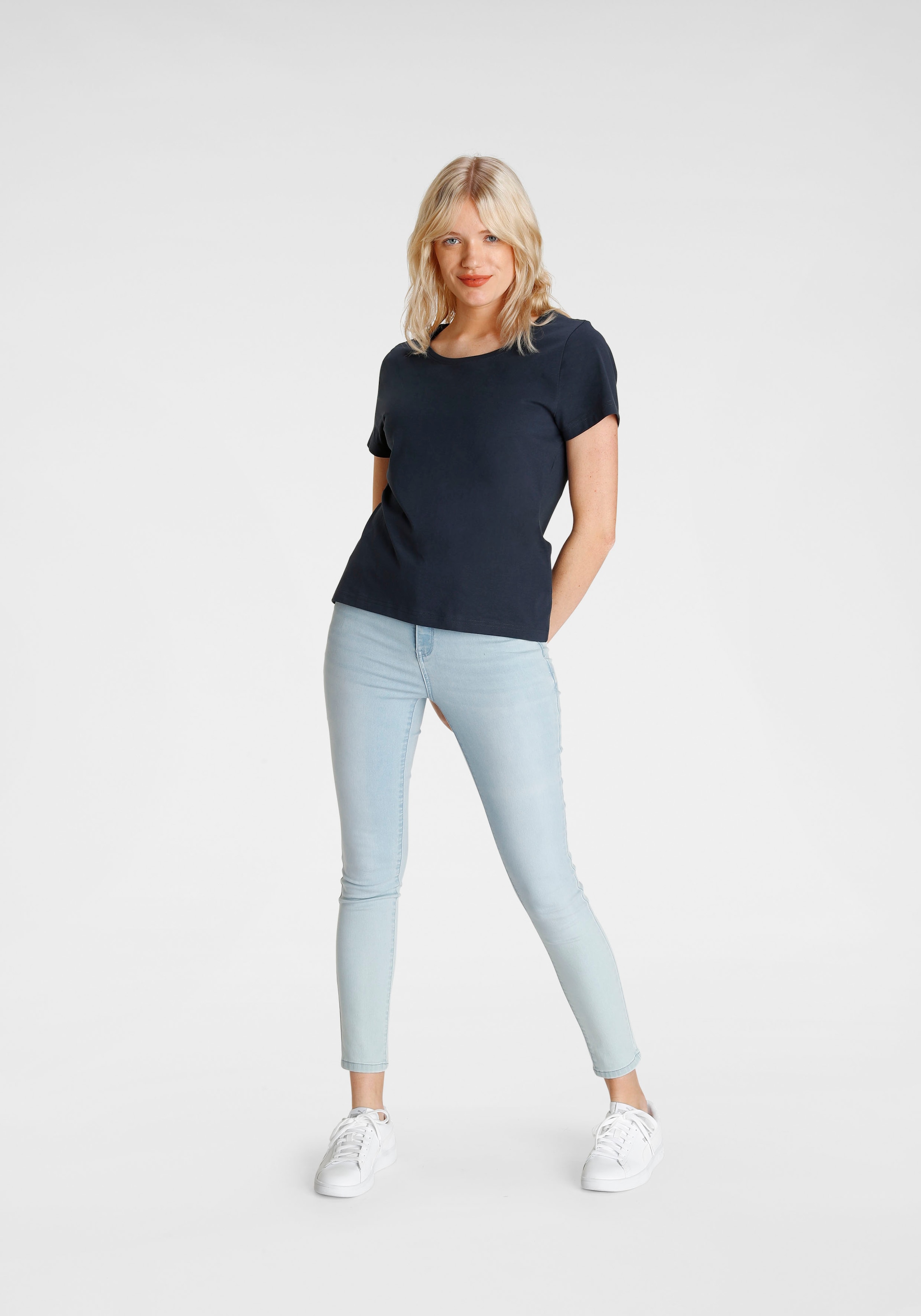 Eastwind T-Shirt, (Packung, 3 tlg., 3er-Pack), Kurzarm, hüftlang, für die Freizeit, aus Baumwolle